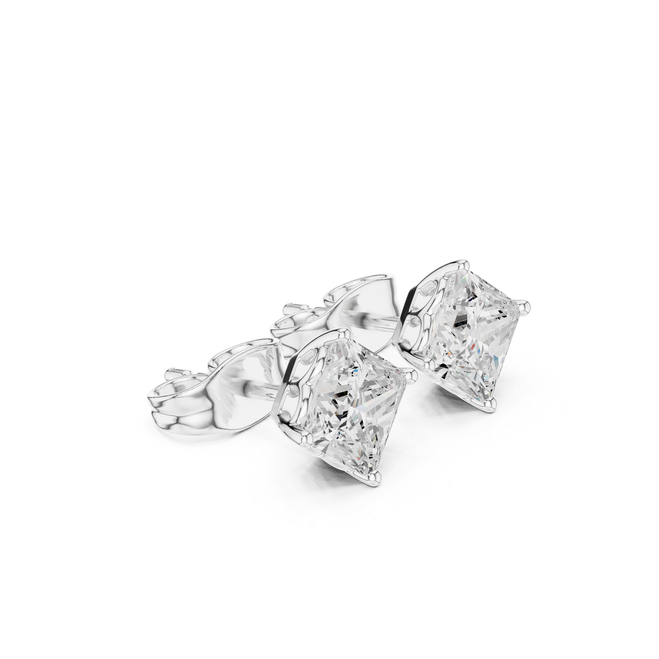Princess Cut Diamond Stud Earrings in Classic Four-Prong Setting