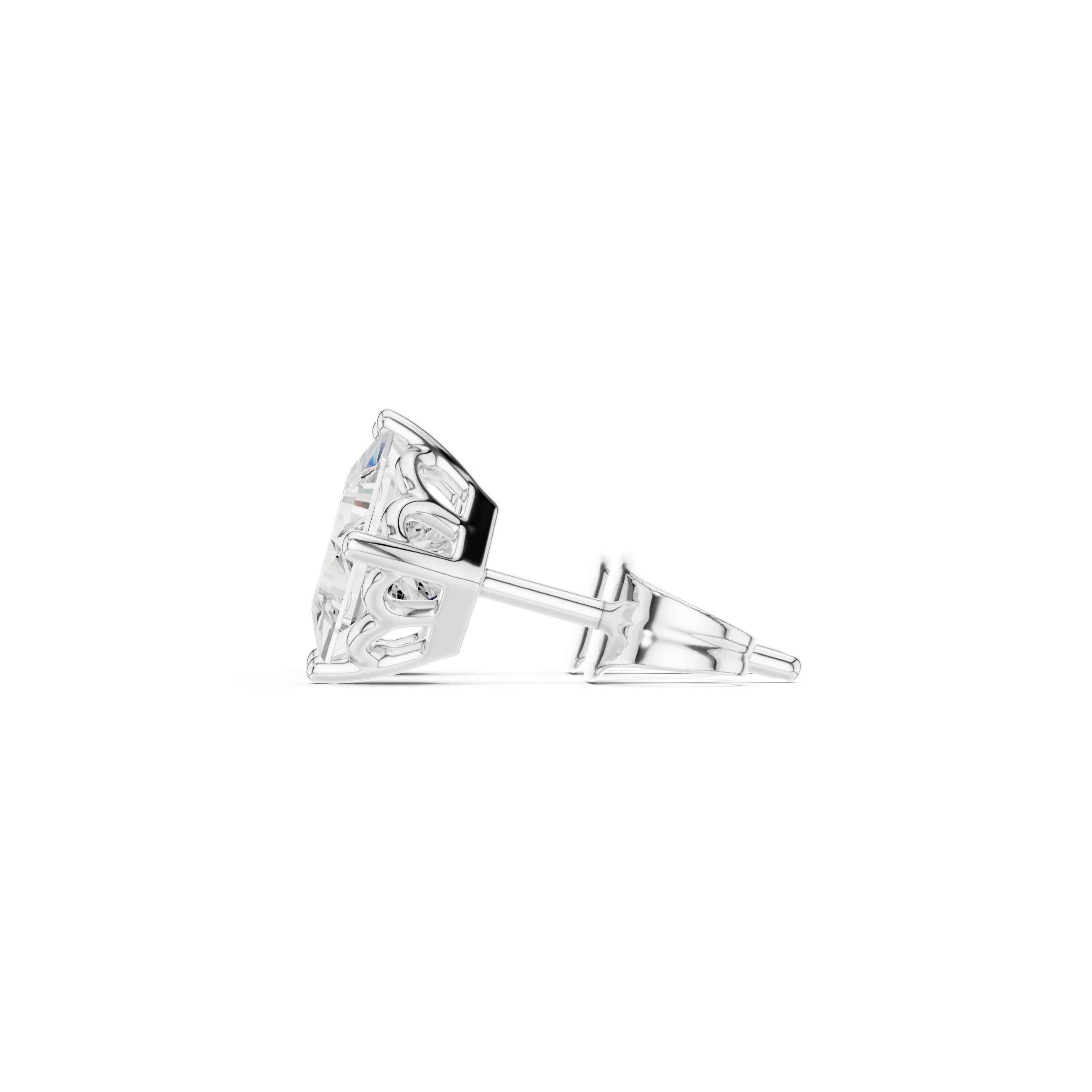Princess Cut Diamond Stud Earrings in Classic Four-Prong Setting