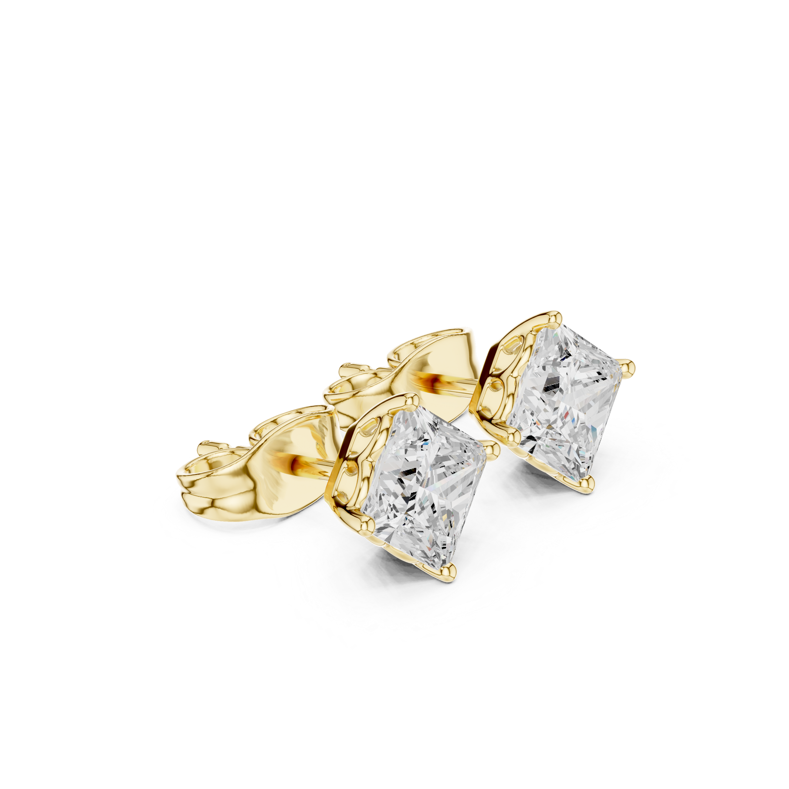 Princess Cut Diamond Stud Earrings in Classic Four-Prong Setting