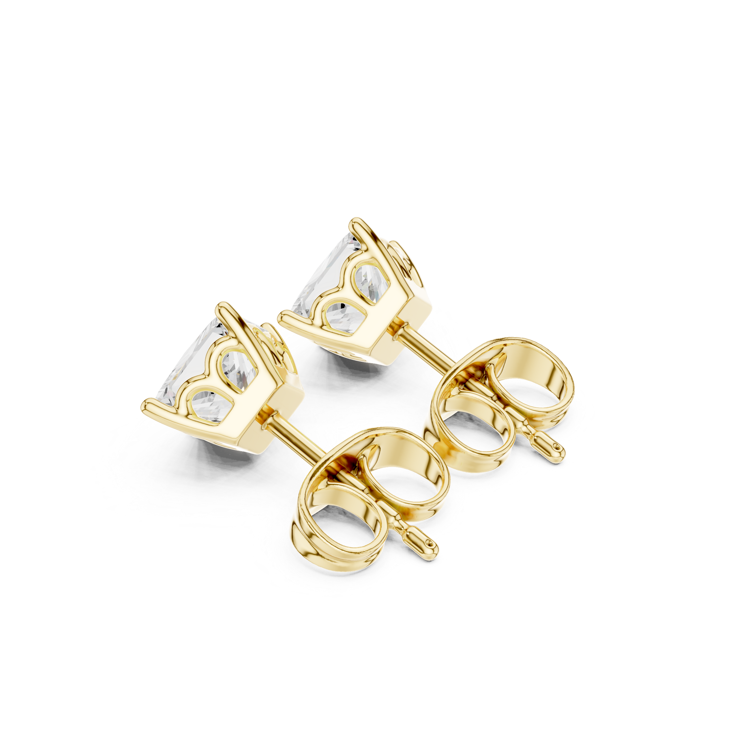 Princess Cut Diamond Stud Earrings in Classic Four-Prong Setting