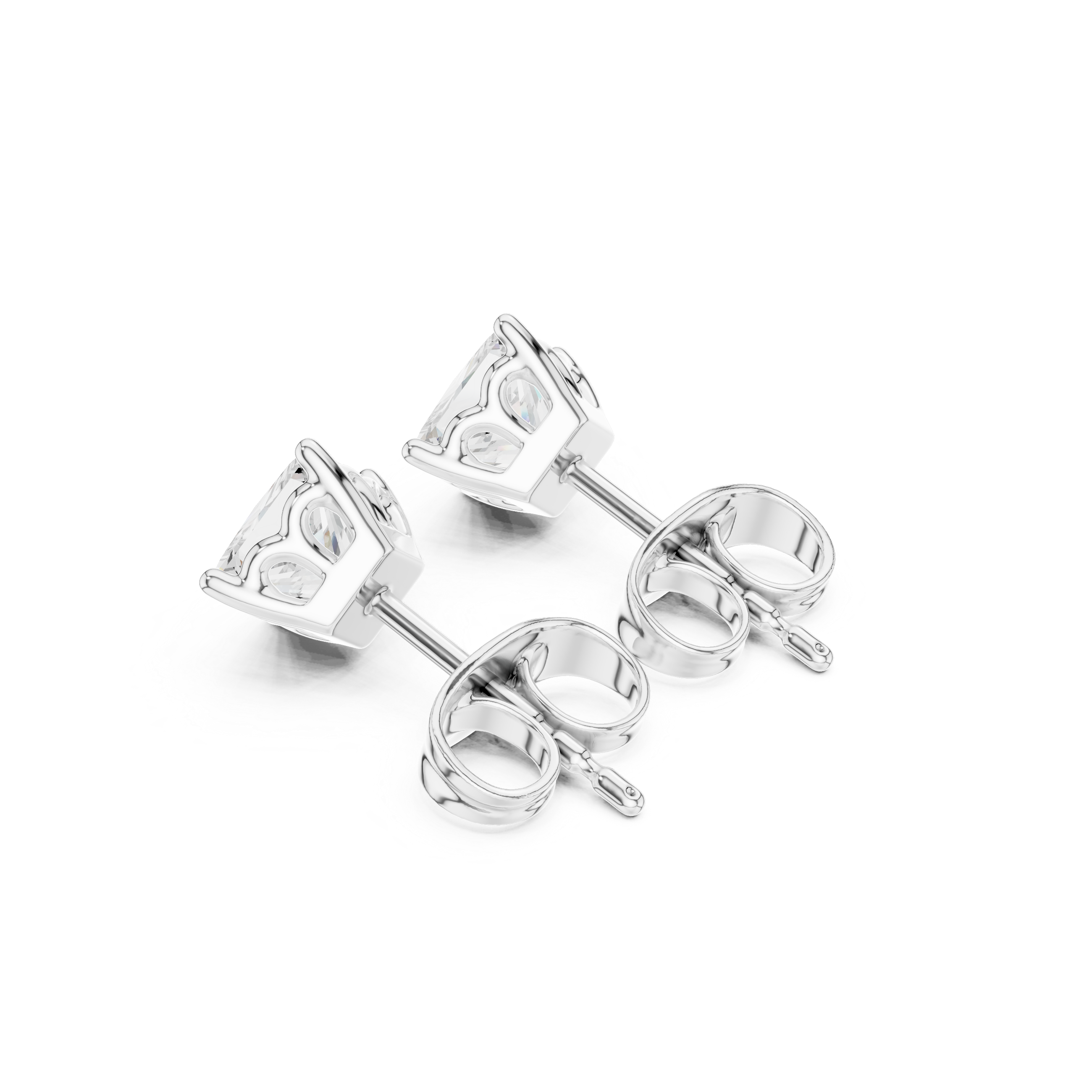Princess Cut Diamond Stud Earrings with Minimal Prong Setting