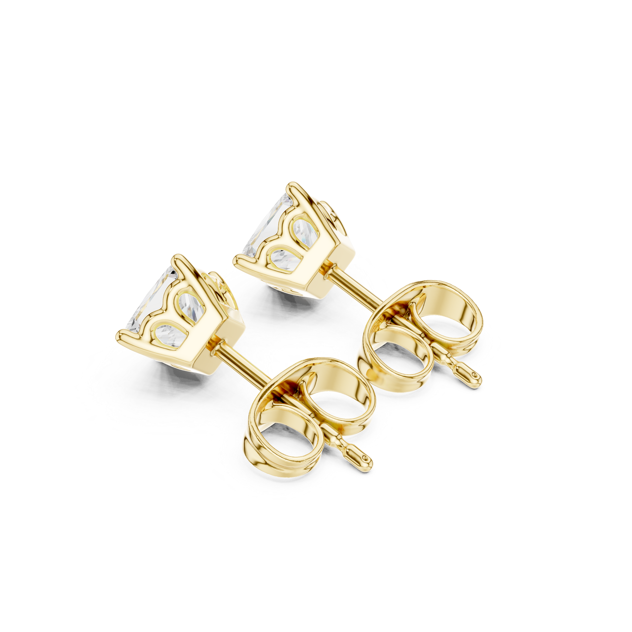 Princess Cut Diamond Stud Earrings with Minimal Prong Setting
