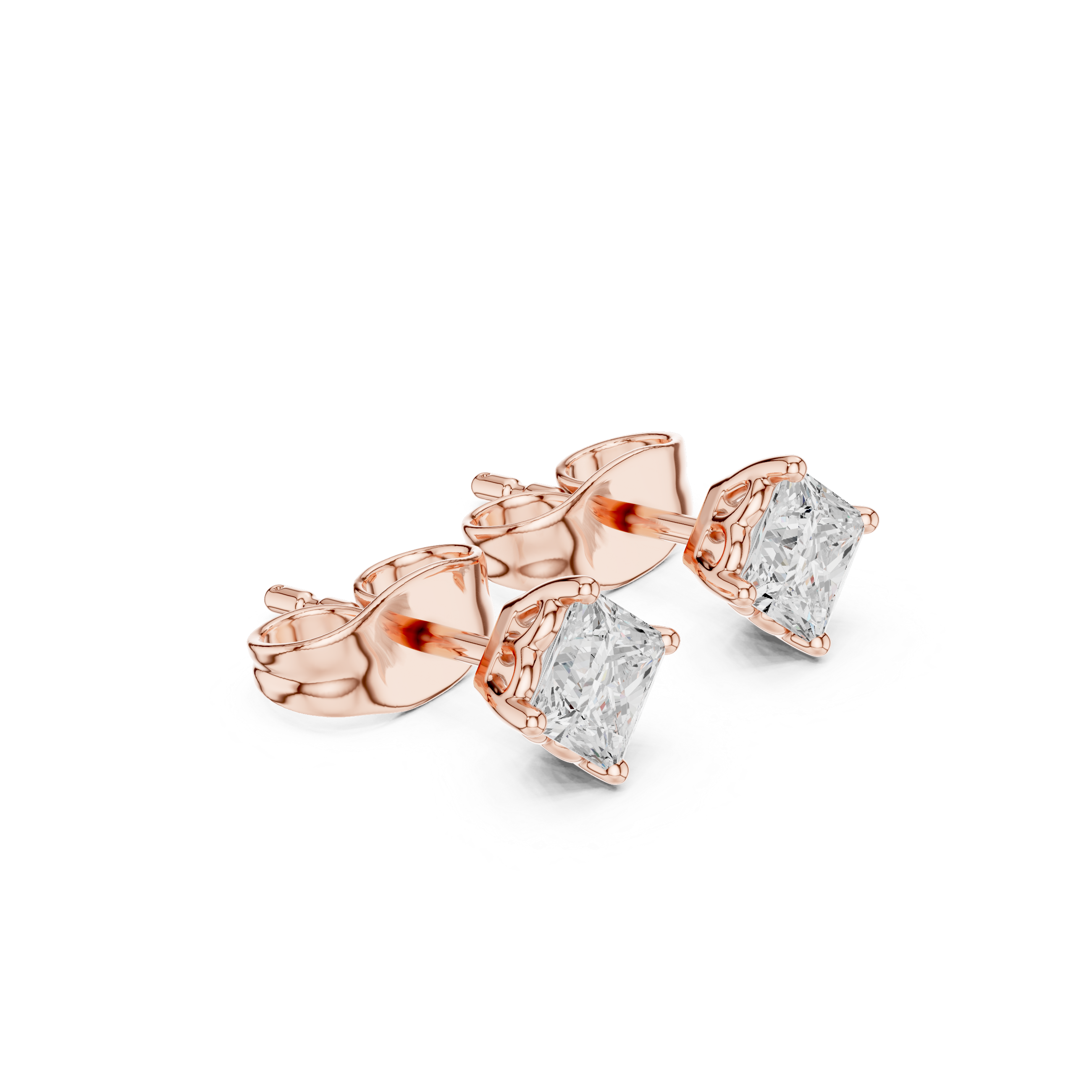 Princess Cut Diamond Stud Earrings in Classic Prong Setting