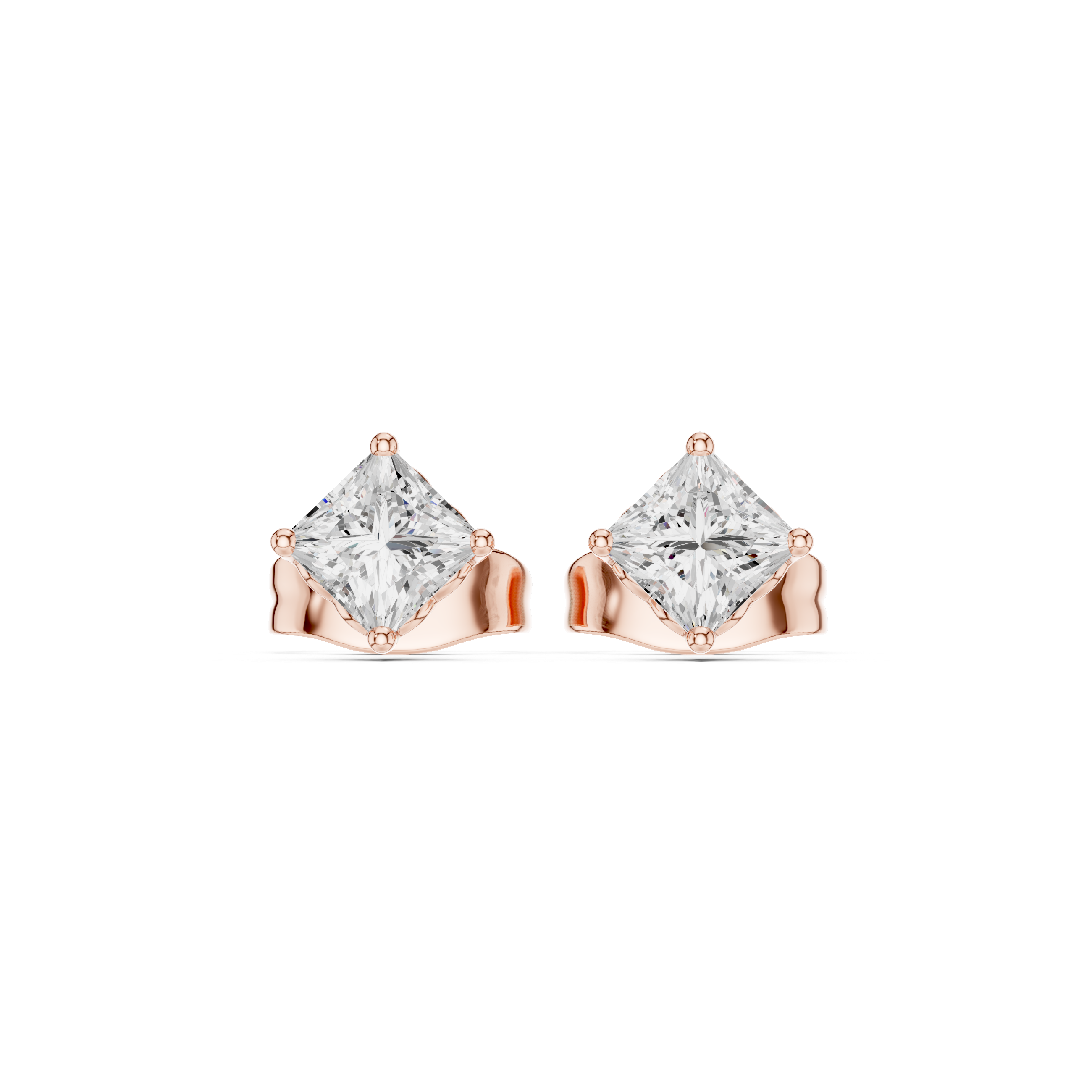 Princess Cut Diamond Stud Earrings in Classic Prong Setting