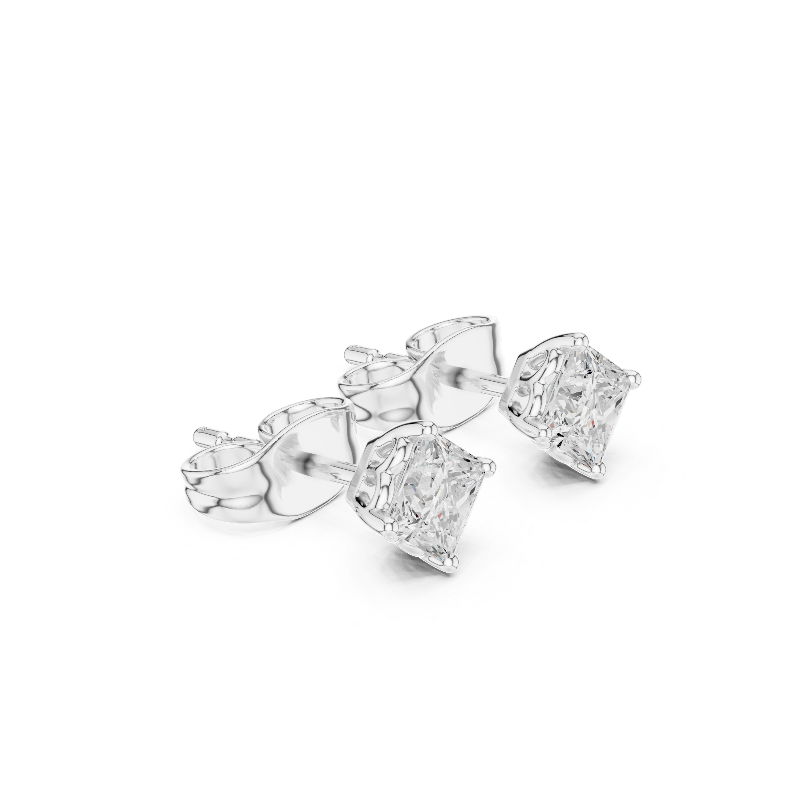 Princess Cut Diamond Stud Earrings in Classic Prong Setting