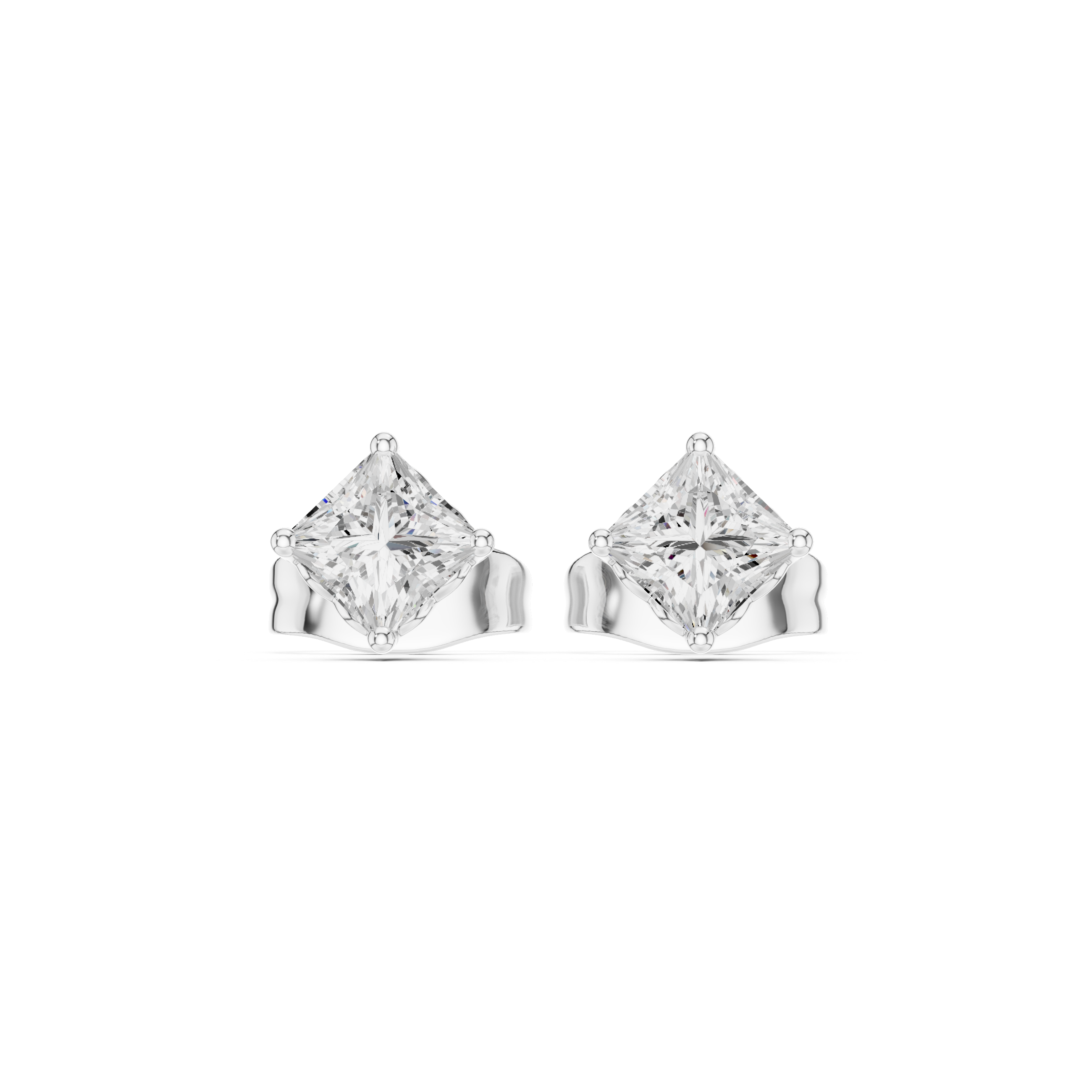 Princess Cut Diamond Stud Earrings in Classic Prong Setting