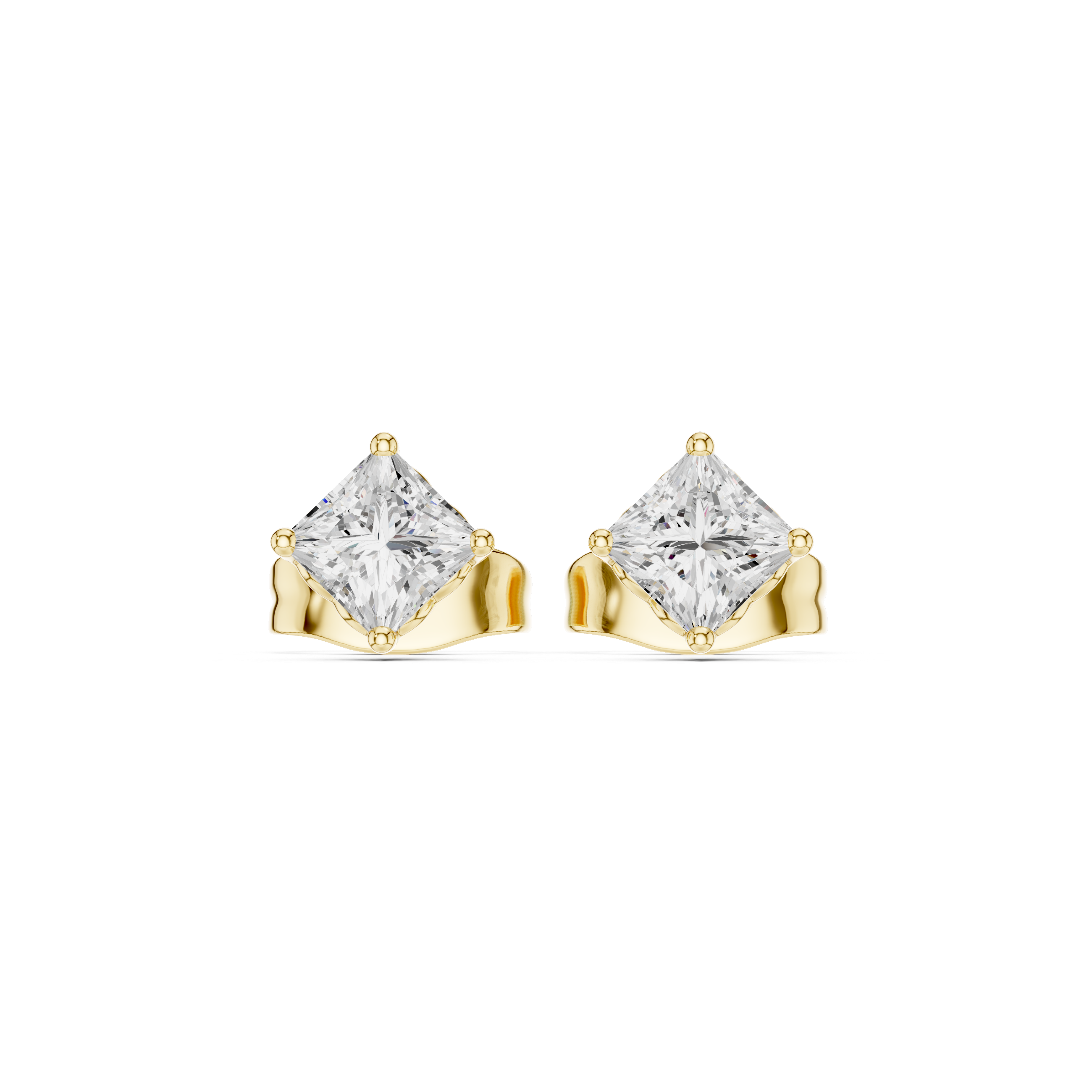 Princess Cut Diamond Stud Earrings in Classic Prong Setting