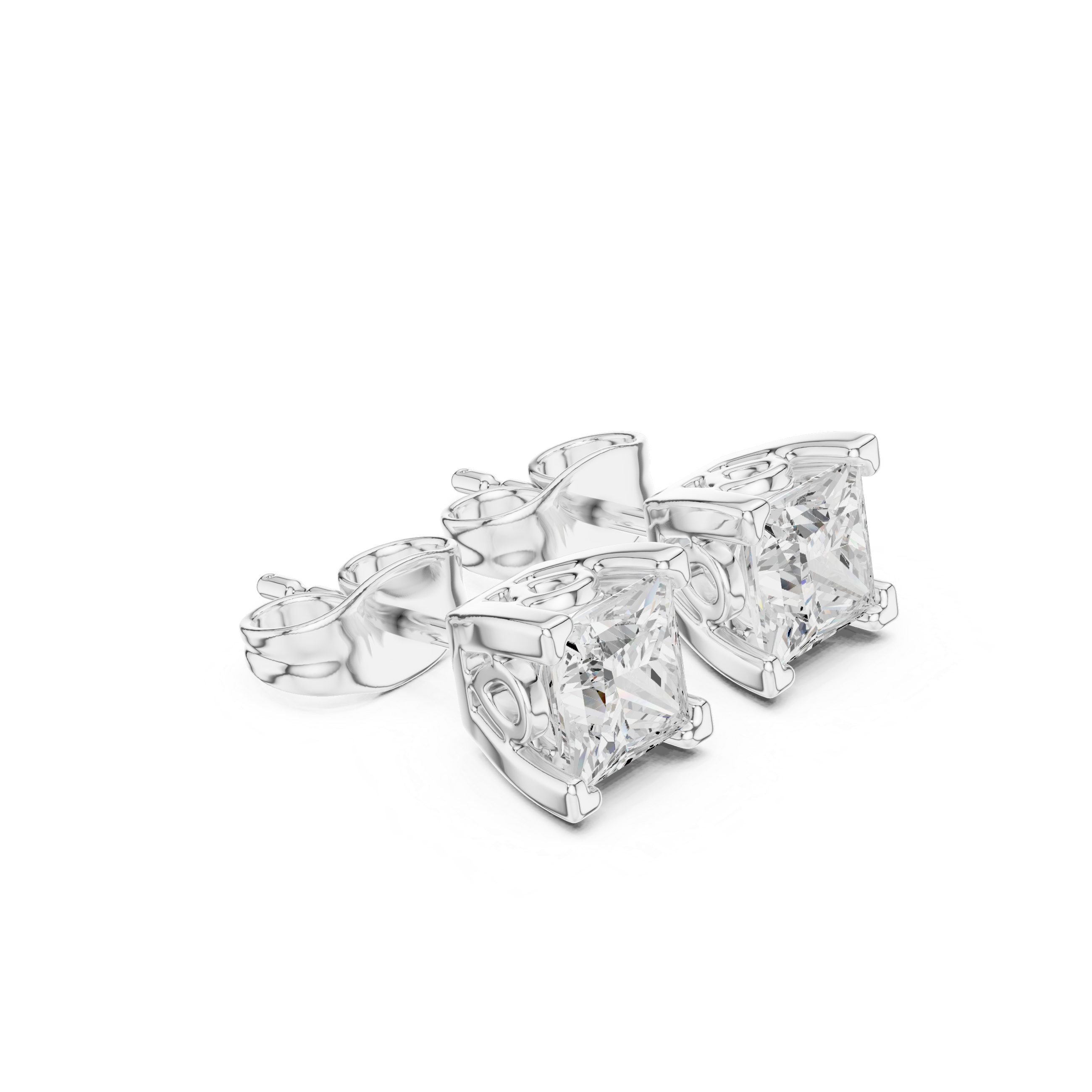 Princess Cut Diamond Stud Earrings in Classic Four-Prong Setting