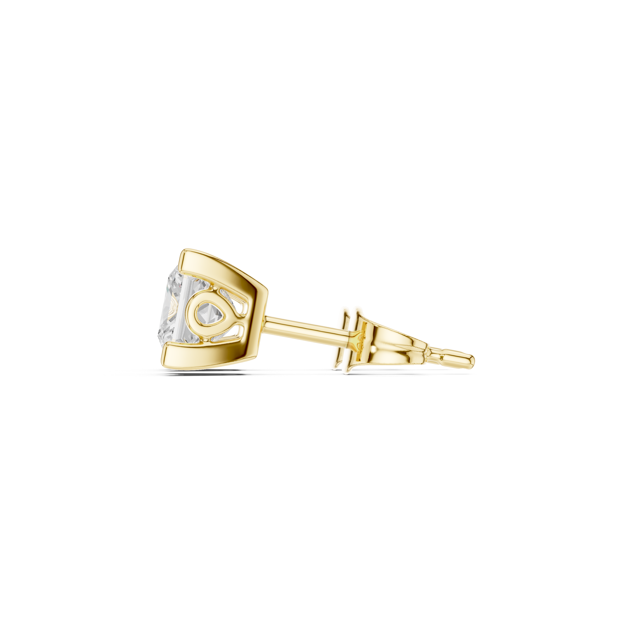 Square Cushion Cut Diamond Stud Earrings in Four-Prong Setting