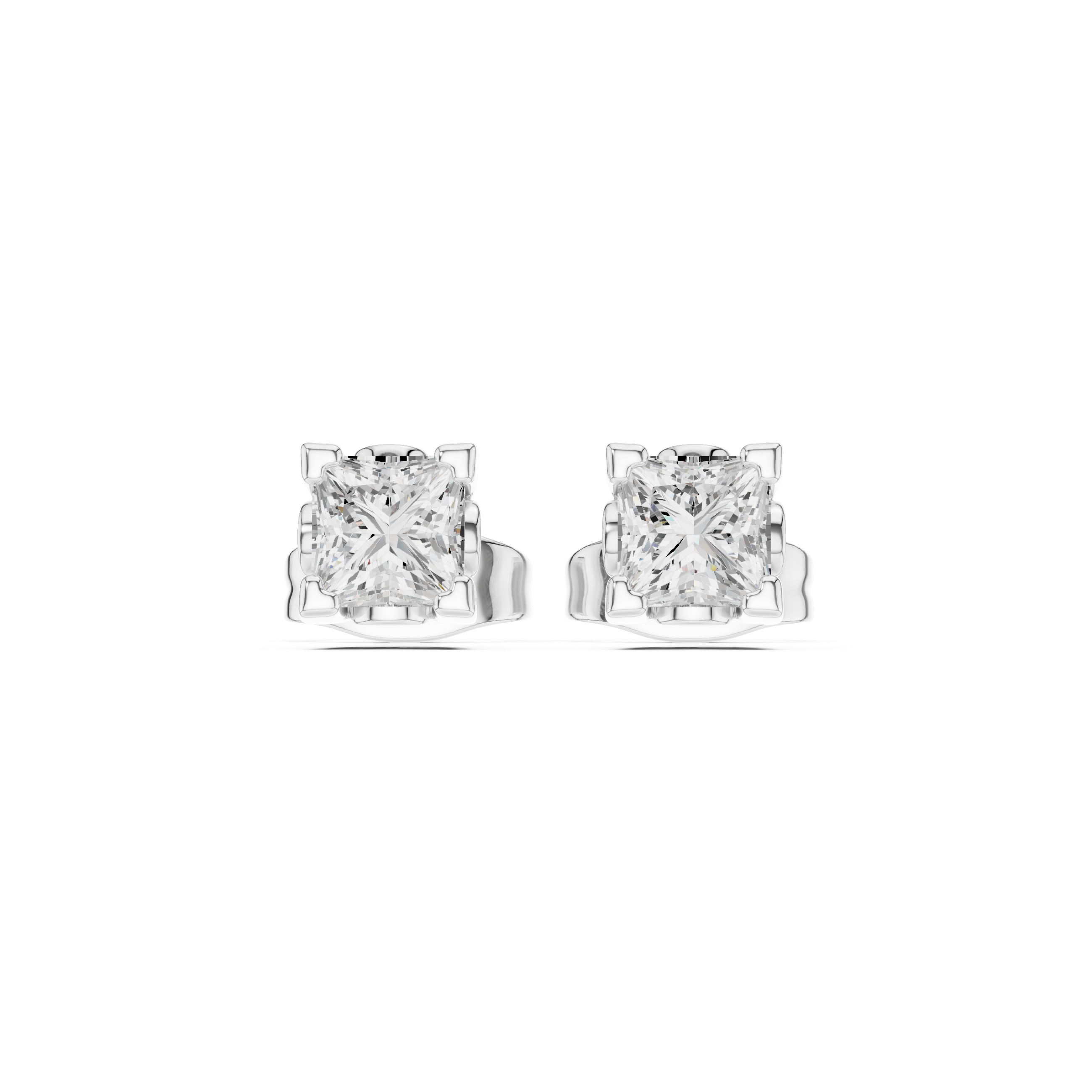 Princess Cut Diamond Stud Earrings in Classic Four-Prong Setting