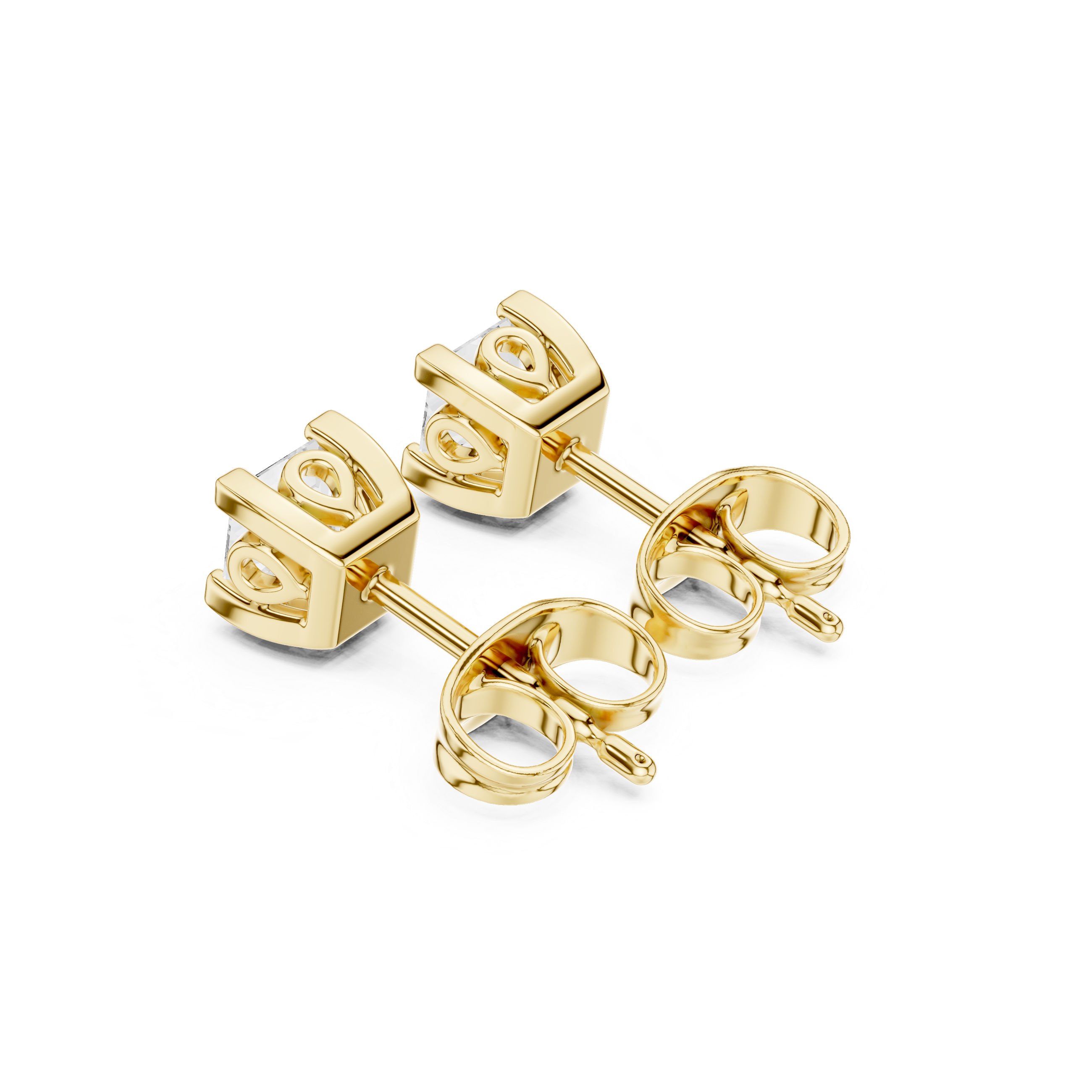 Princess Cut Diamond Stud Earrings in Classic Four-Prong Setting
