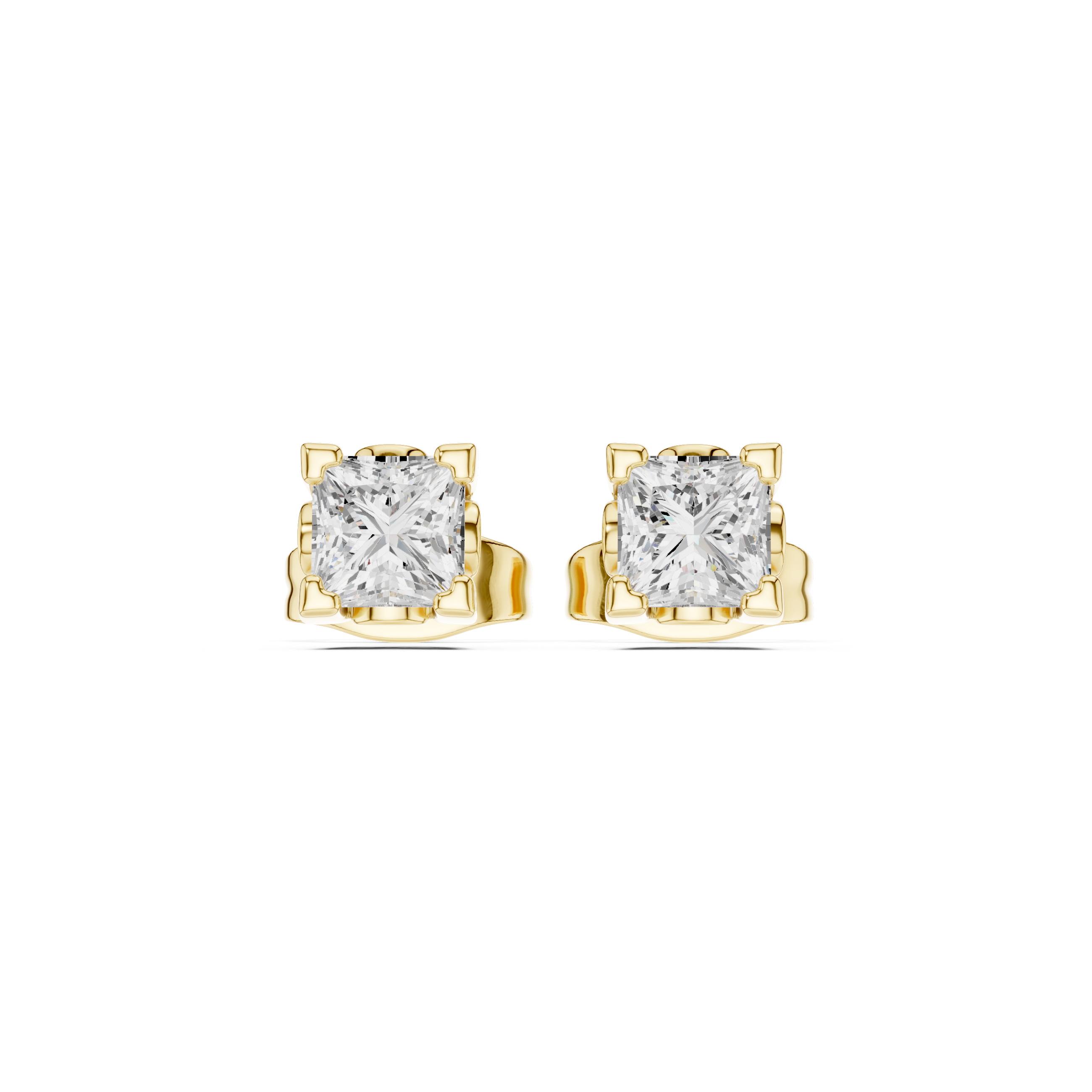 Princess Cut Diamond Stud Earrings in Classic Four-Prong Setting