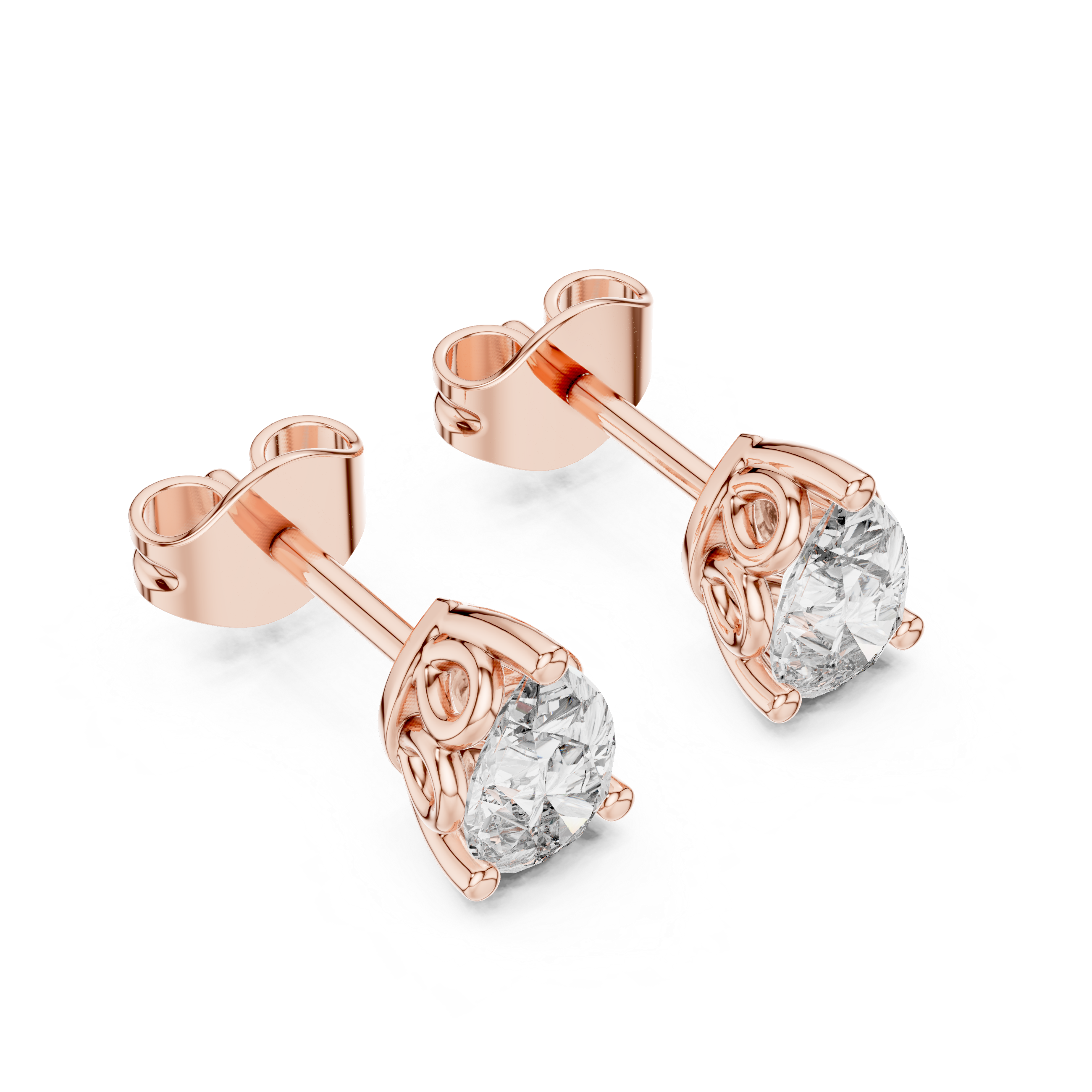 Pear Cut Solitaire Stud Earrings – Classic Collet Setting (0.95 CT Total)