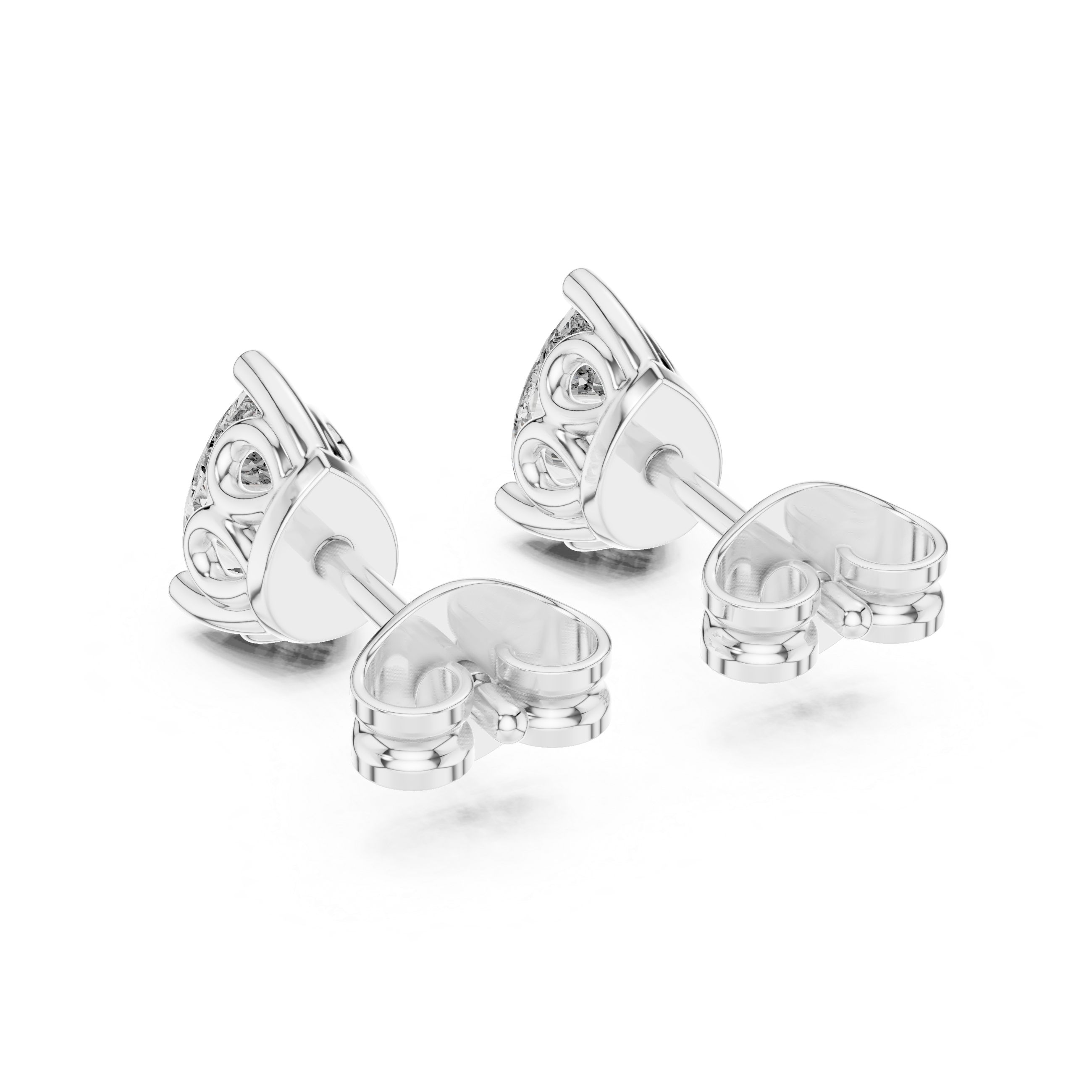 Pear Cut Solitaire Stud Earrings – Classic Collet Setting (0.95 CT Total)