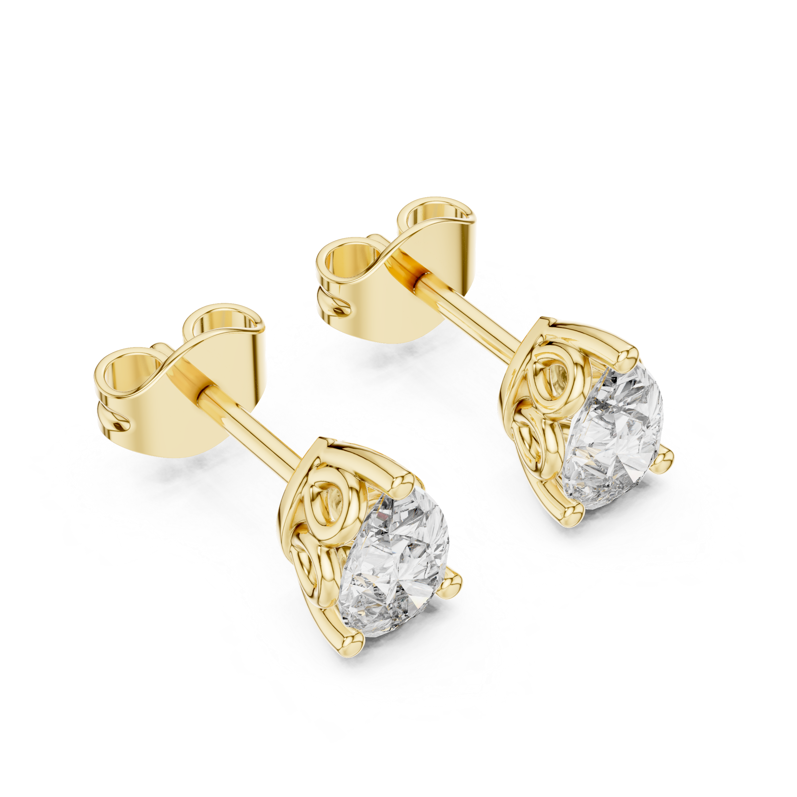 Pear Cut Solitaire Stud Earrings – Classic Collet Setting (0.95 CT Total)