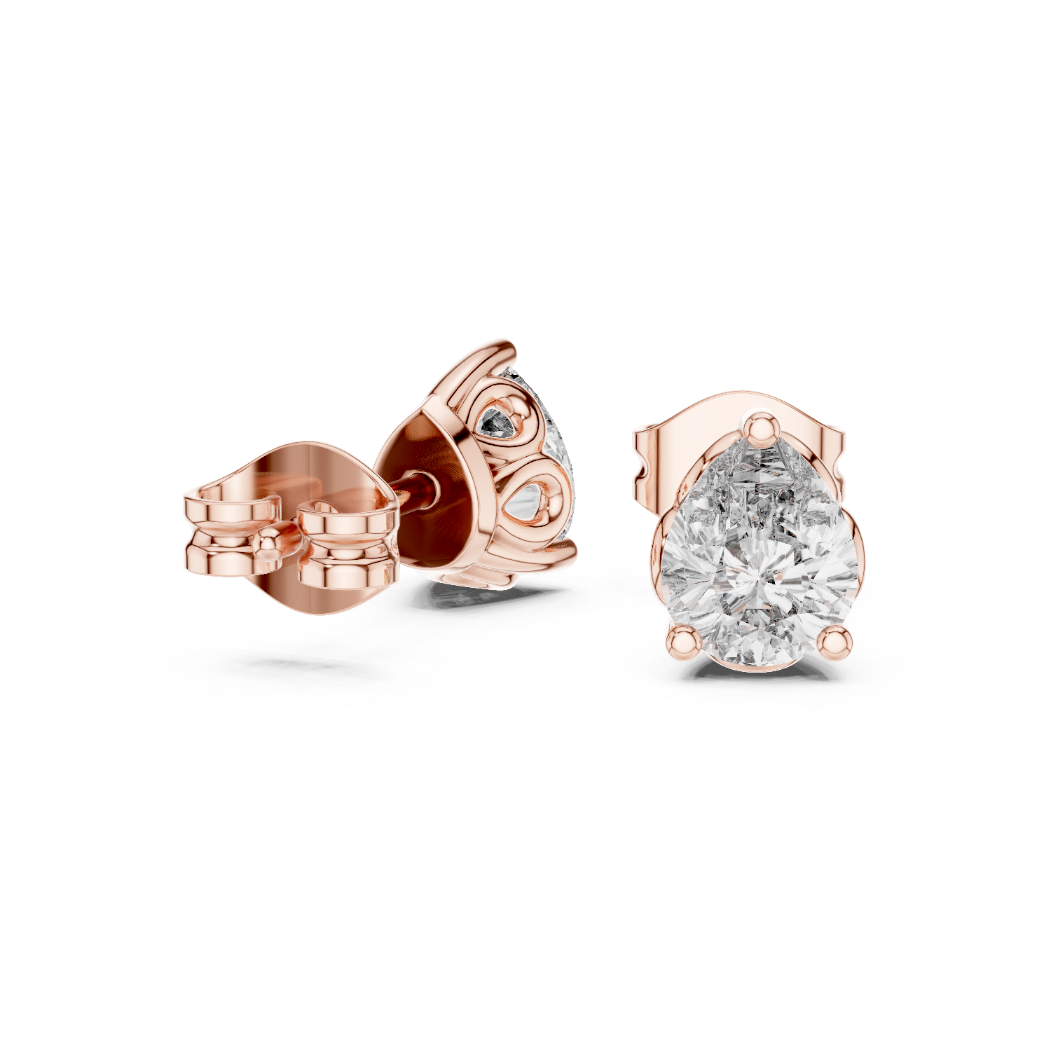 Pear Cut Solitaire Stud Earrings – Classic 3 Prong Setting