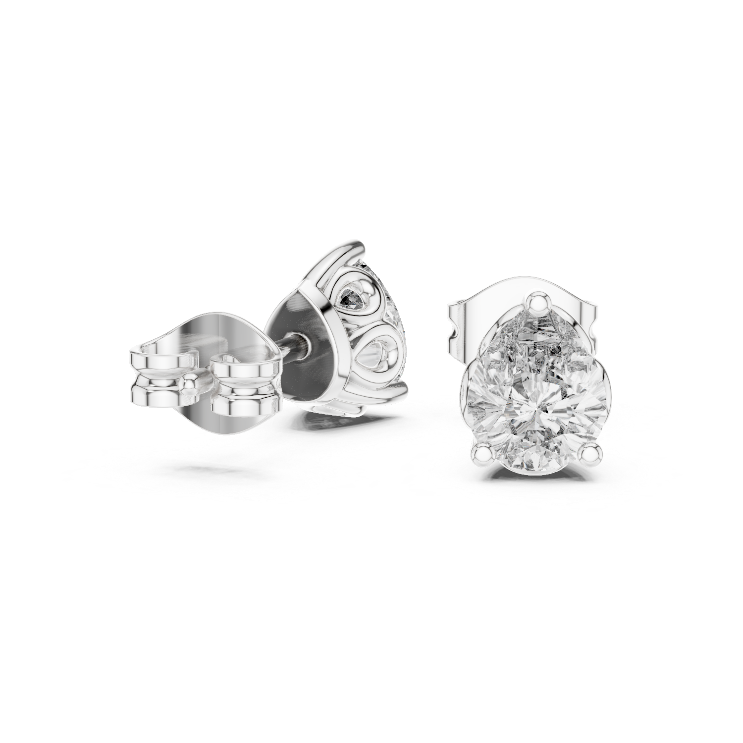 Pear Cut Solitaire Stud Earrings – Classic 3 Prong Setting