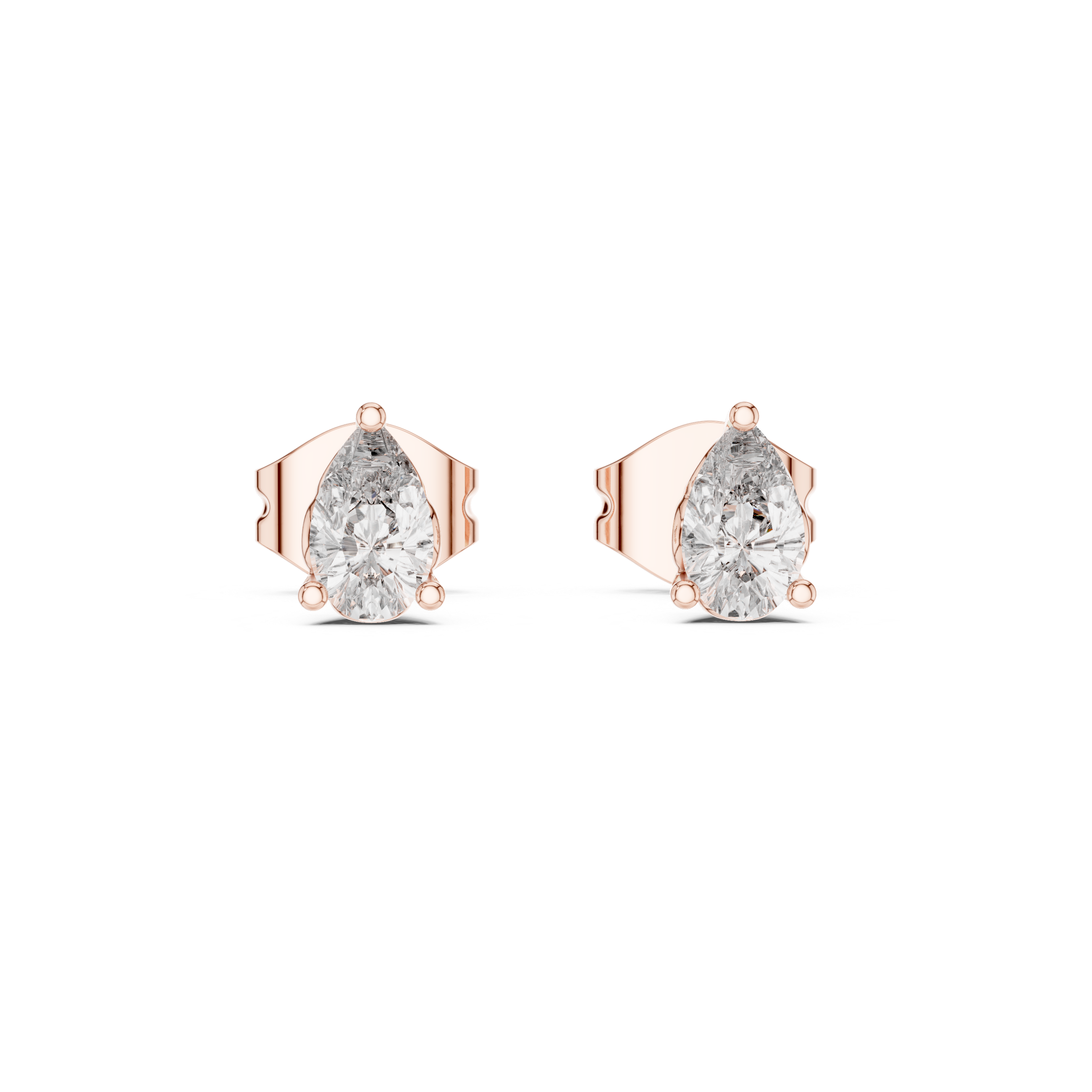 Pear Cut Solitaire Stud Earrings – Classic Collet Setting