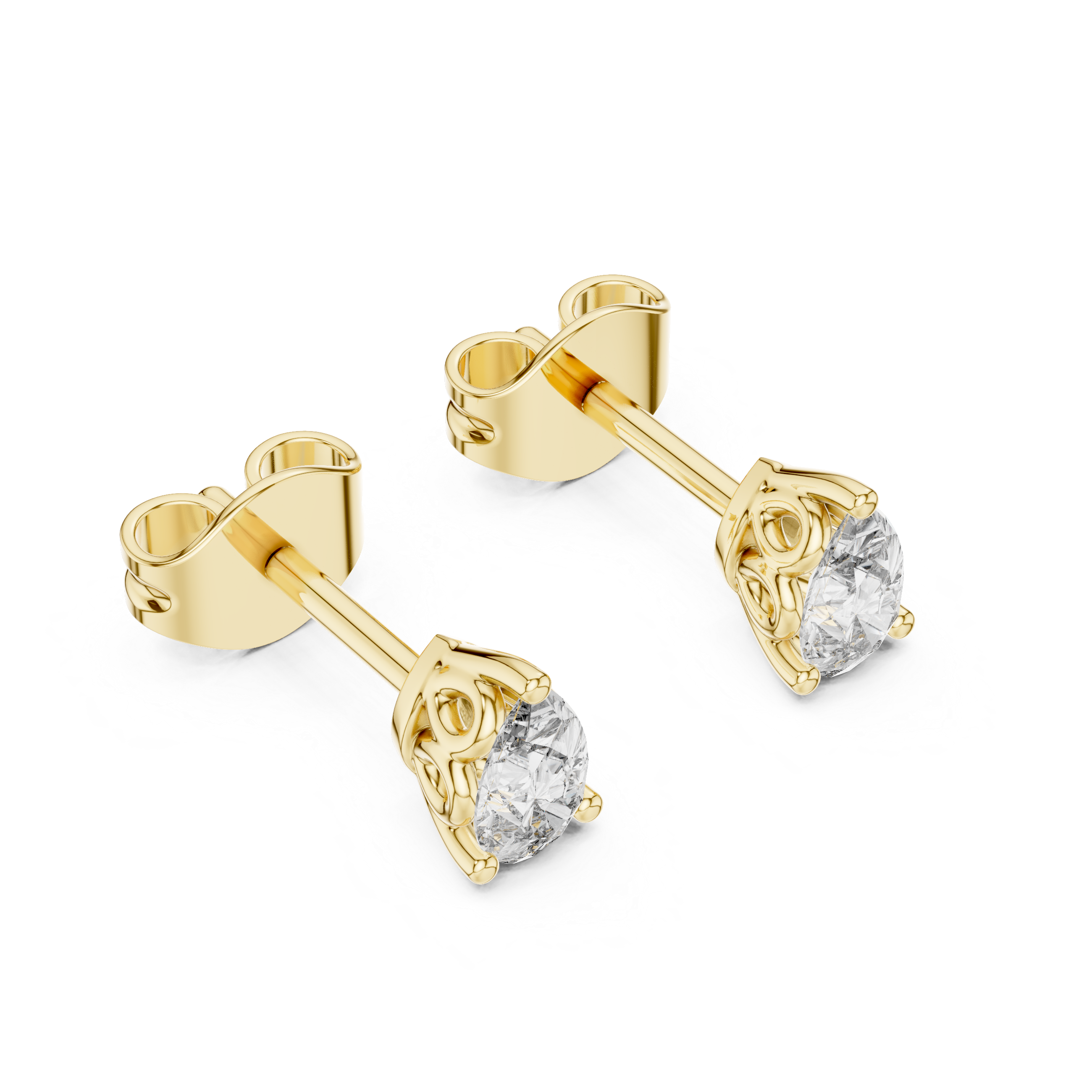 Pear Cut Solitaire Stud Earrings – Classic Collet Setting