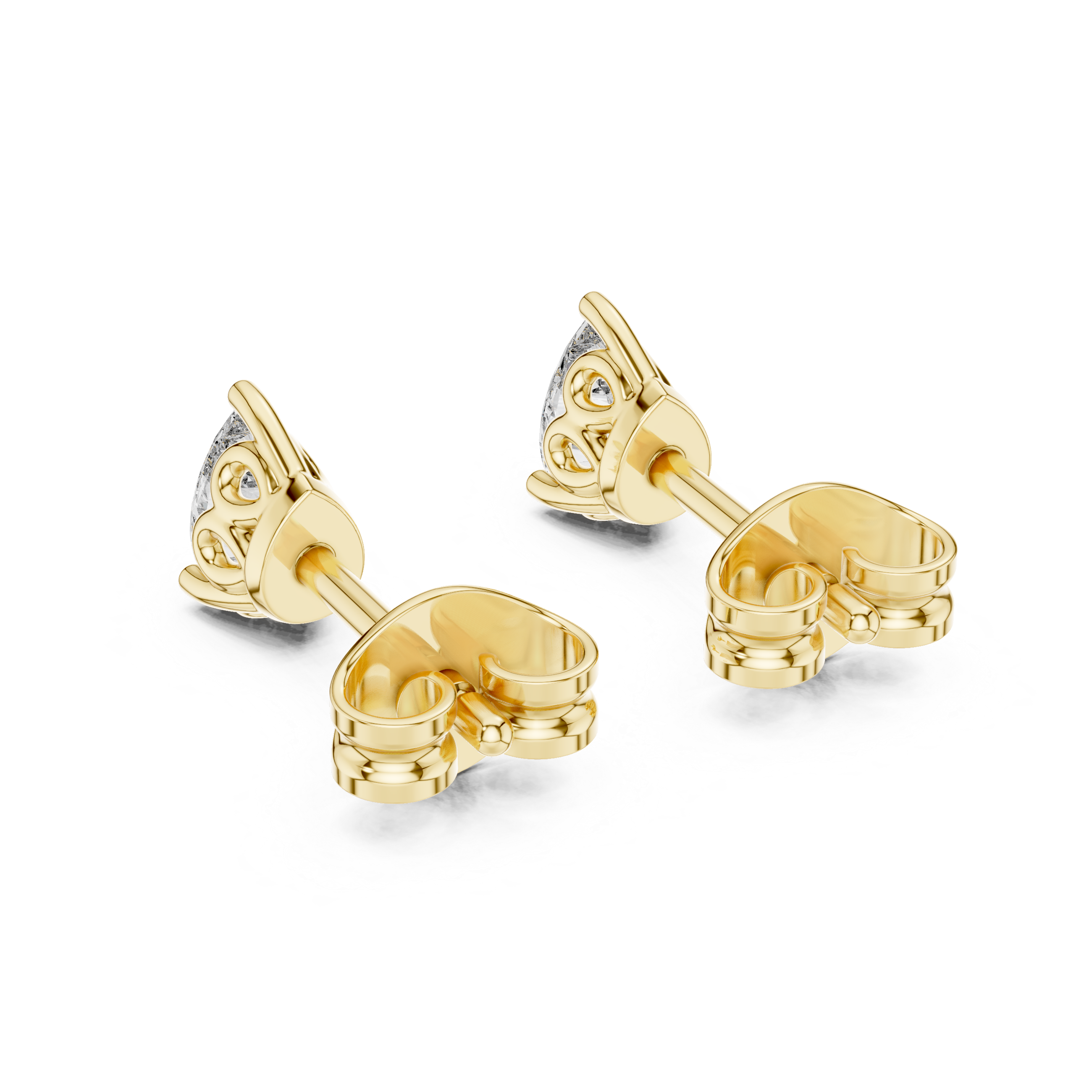 Pear Cut Solitaire Stud Earrings – Classic Collet Setting
