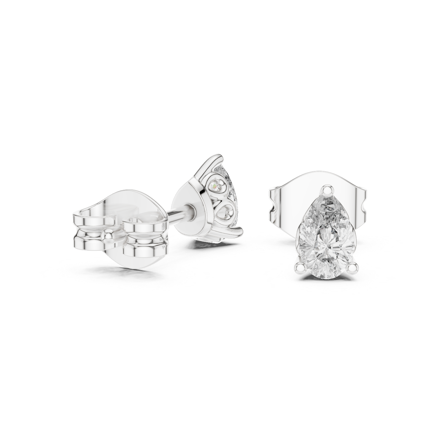 Pear Cut Solitaire Stud Earrings – Classic Collet Setting