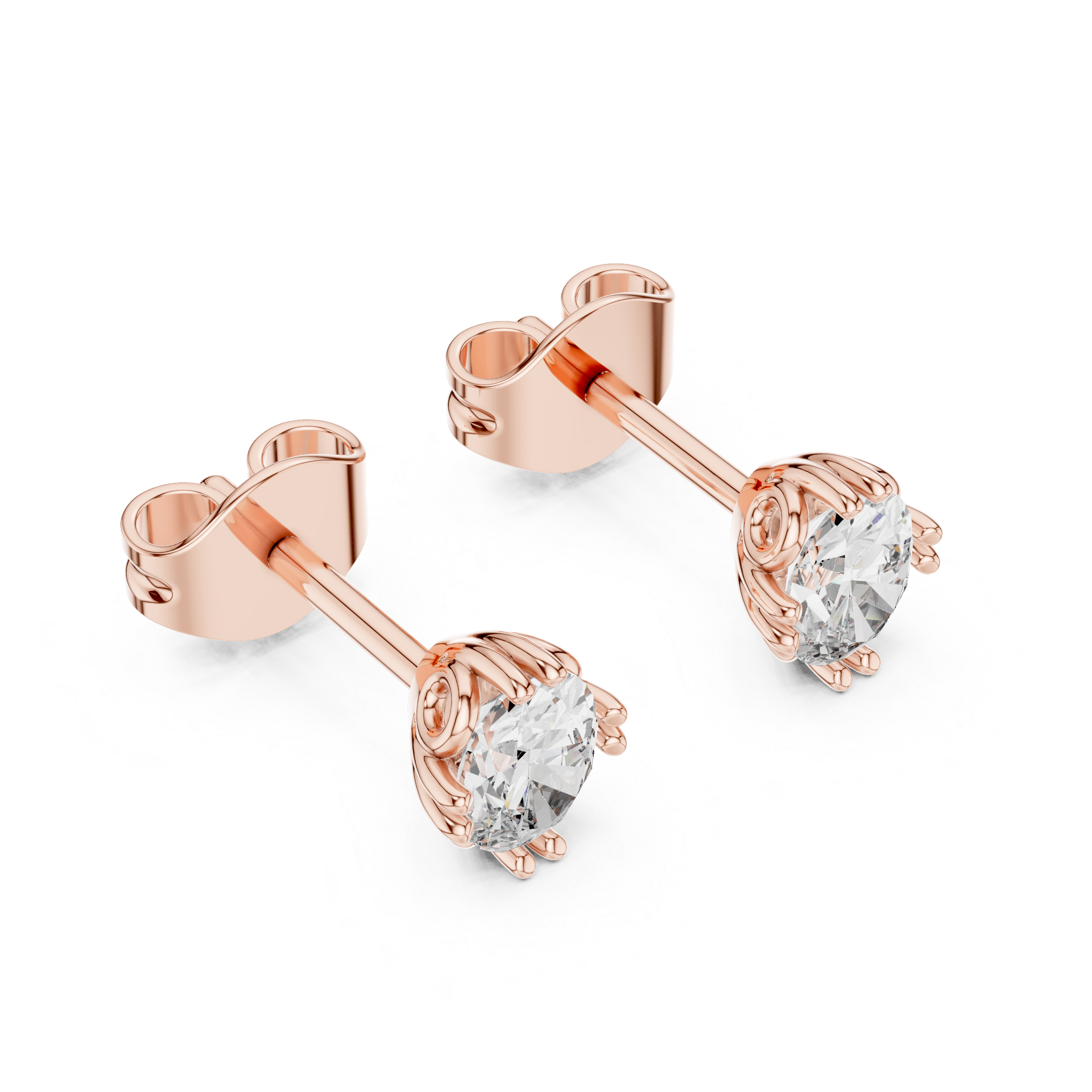 Oval Cut Solitaire Stud Earrings – Classic Collet Setting
