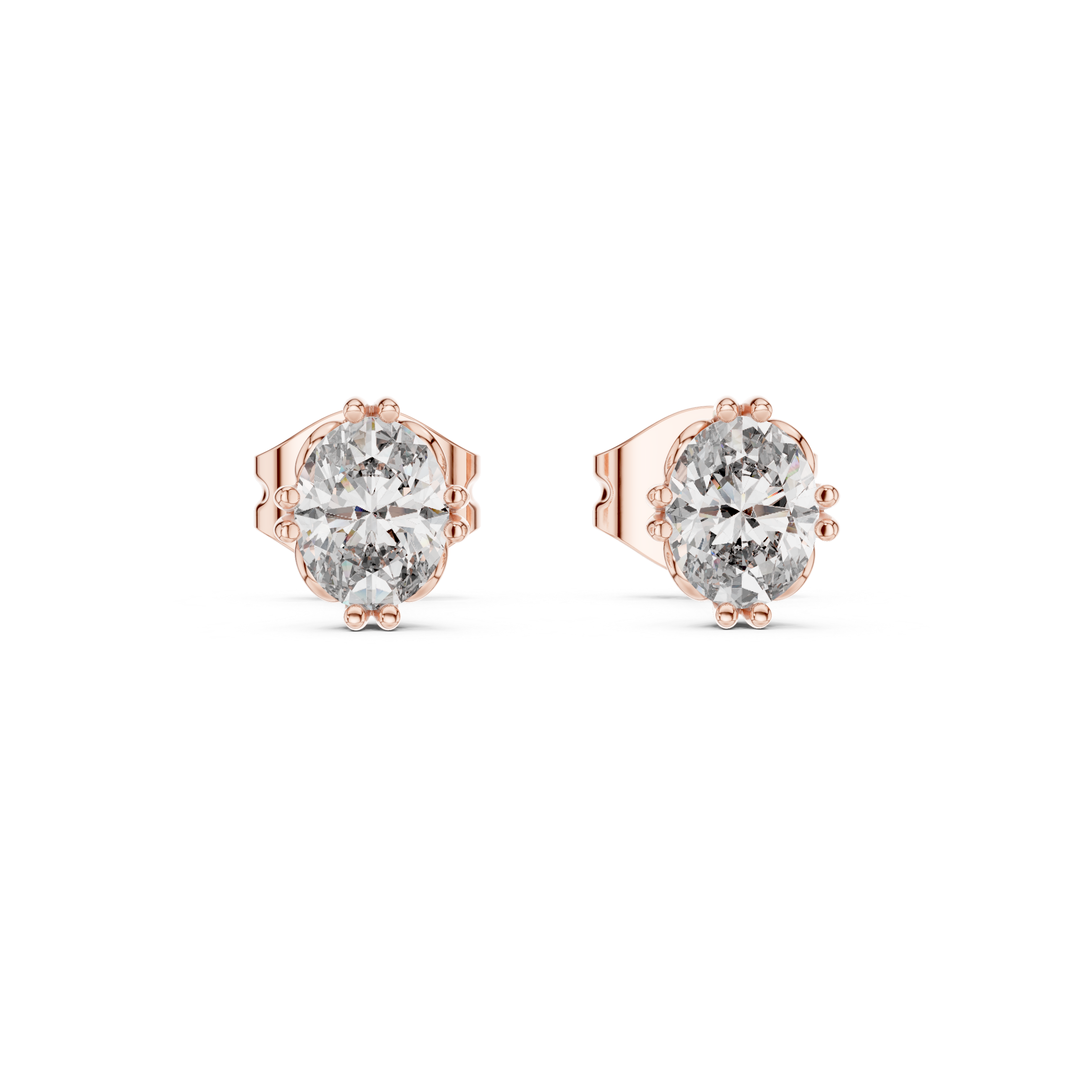 Oval Cut Solitaire Stud Earrings – Classic Collet Setting