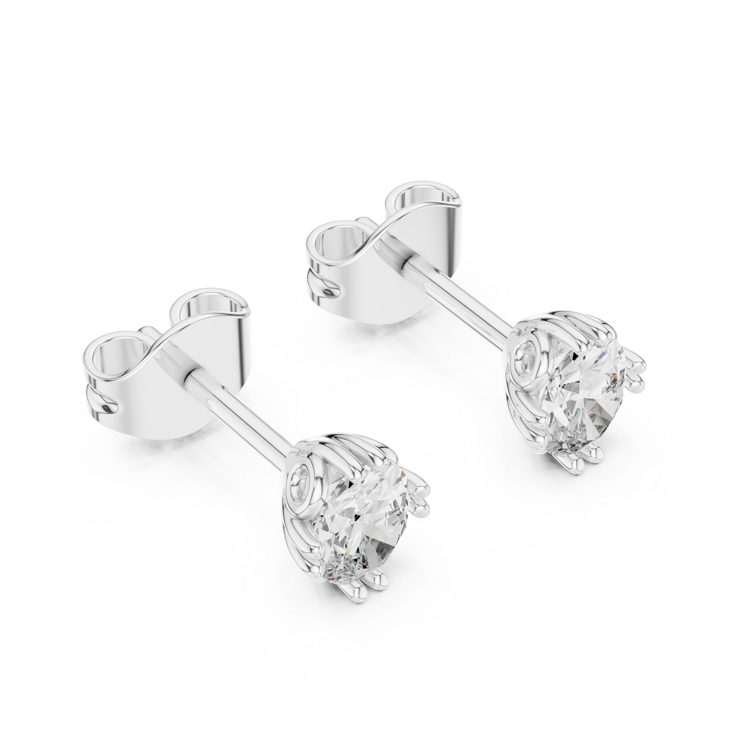 Oval Cut Solitaire Stud Earrings – Classic Collet Setting
