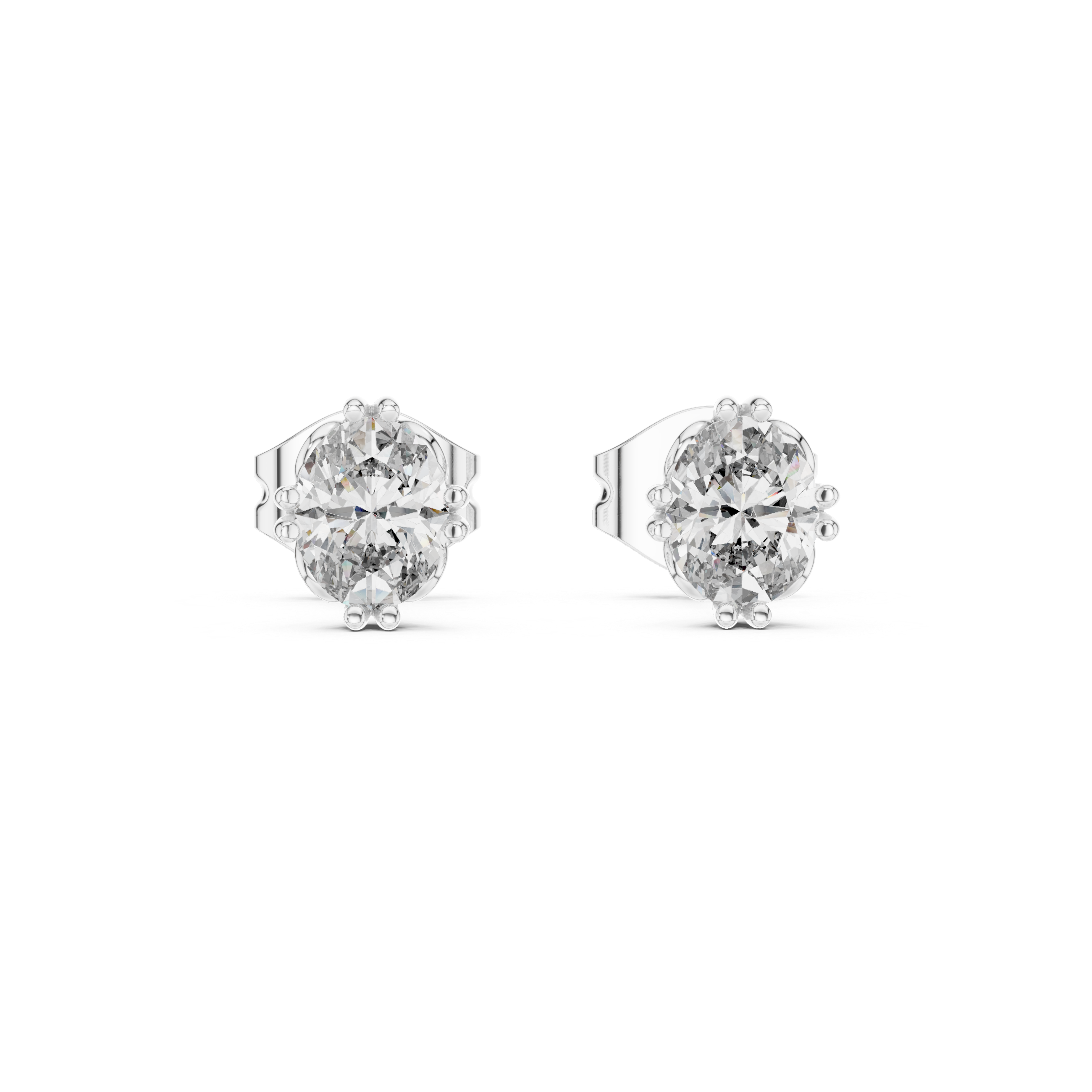 Oval Cut Solitaire Stud Earrings – Classic Collet Setting