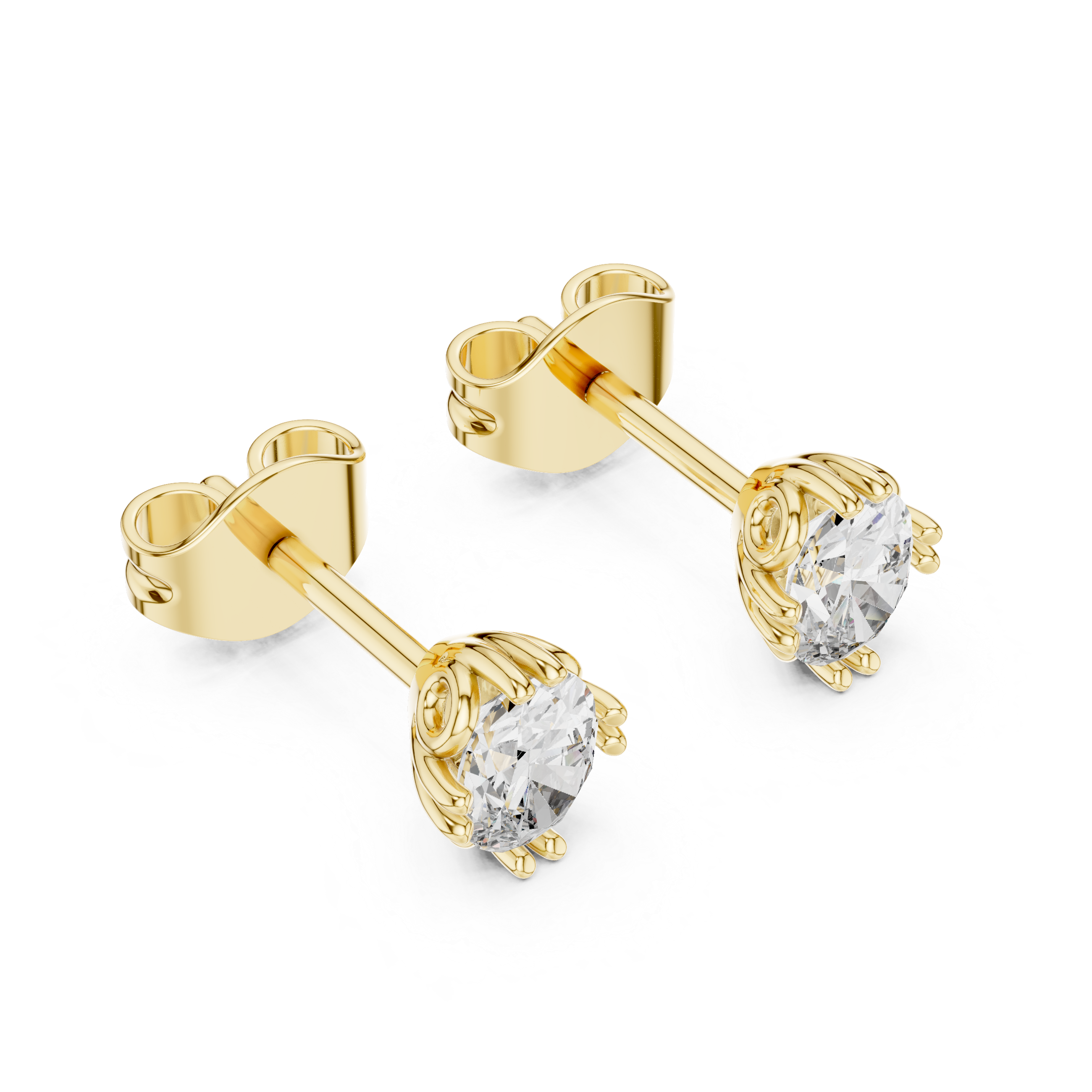 Oval Cut Solitaire Stud Earrings – Classic Collet Setting