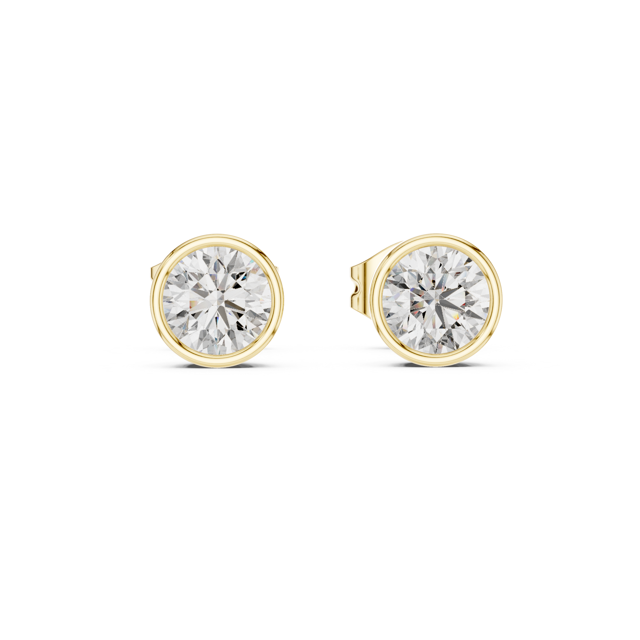 Round Cut Bezel Set Diamond Stud Earrings – Minimal Classic Design