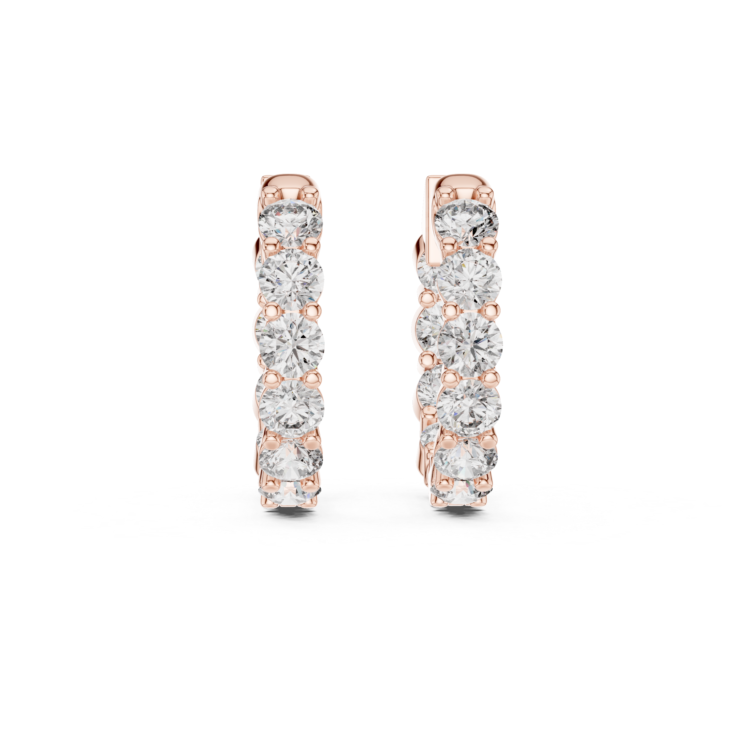 Diamond Hoop Earrings – Bold Round Cut Row Design
