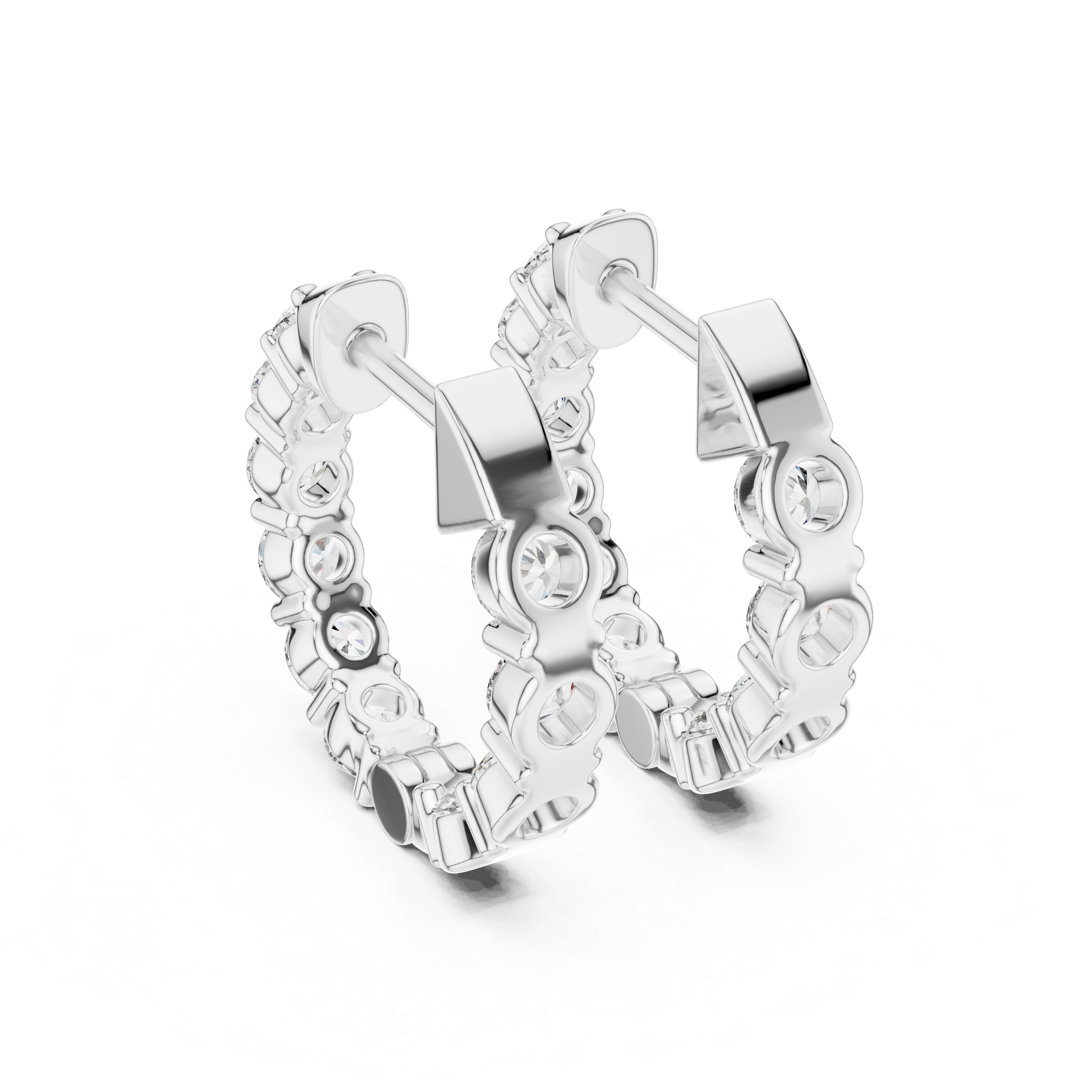 Diamond Hoop Earrings – Bold Round Cut Row Design