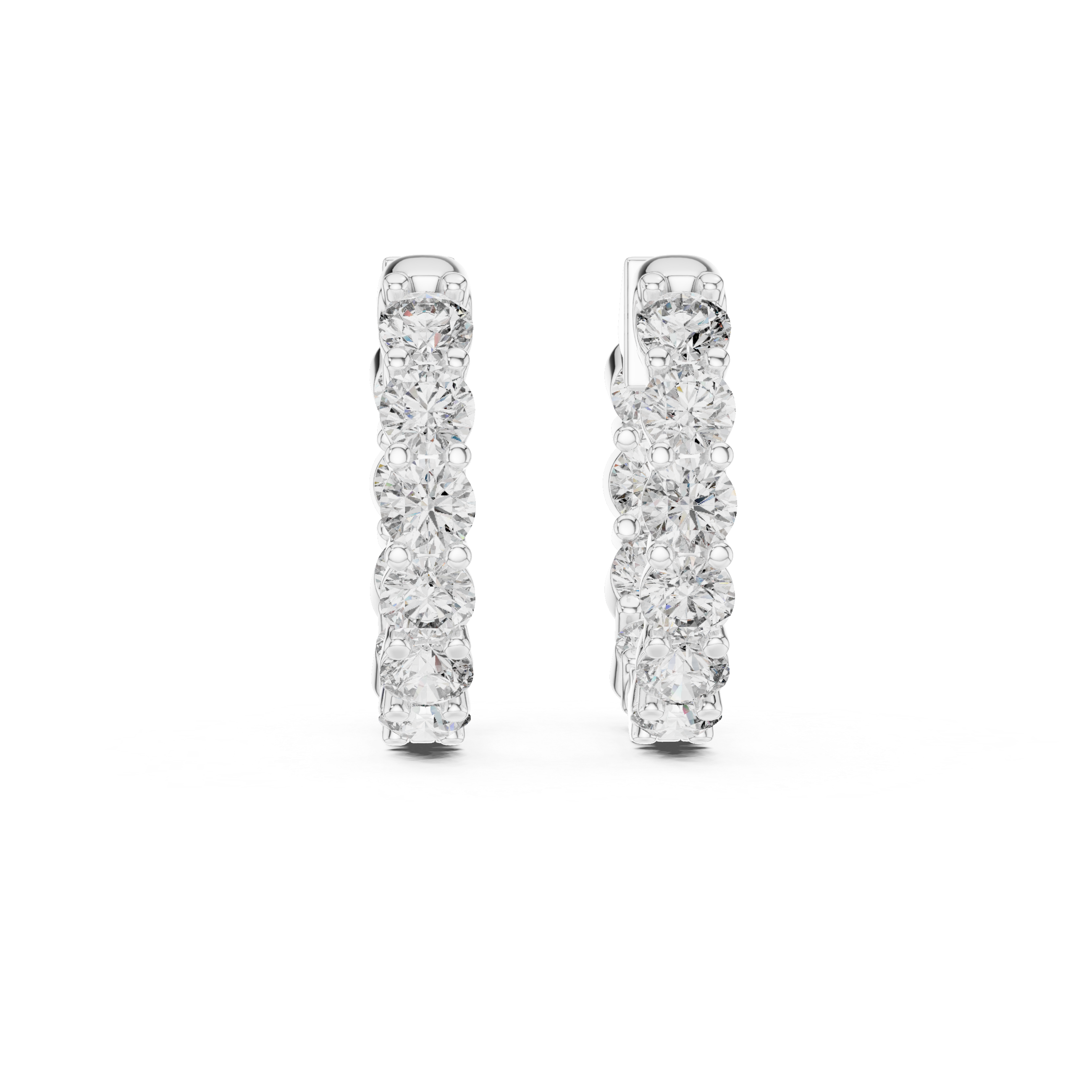 Diamond Hoop Earrings – Bold Round Cut Row Design