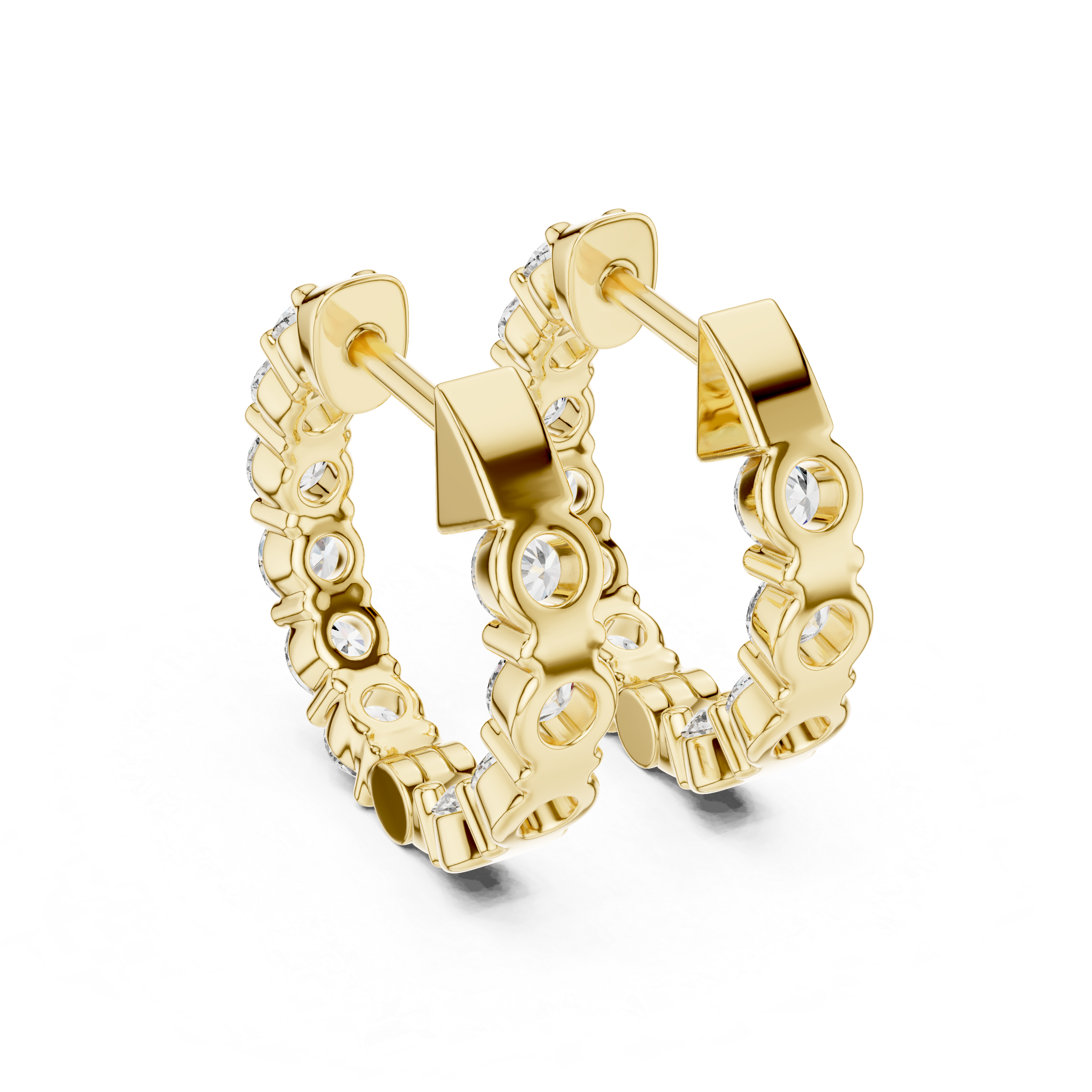 Diamond Hoop Earrings – Bold Round Cut Row Design