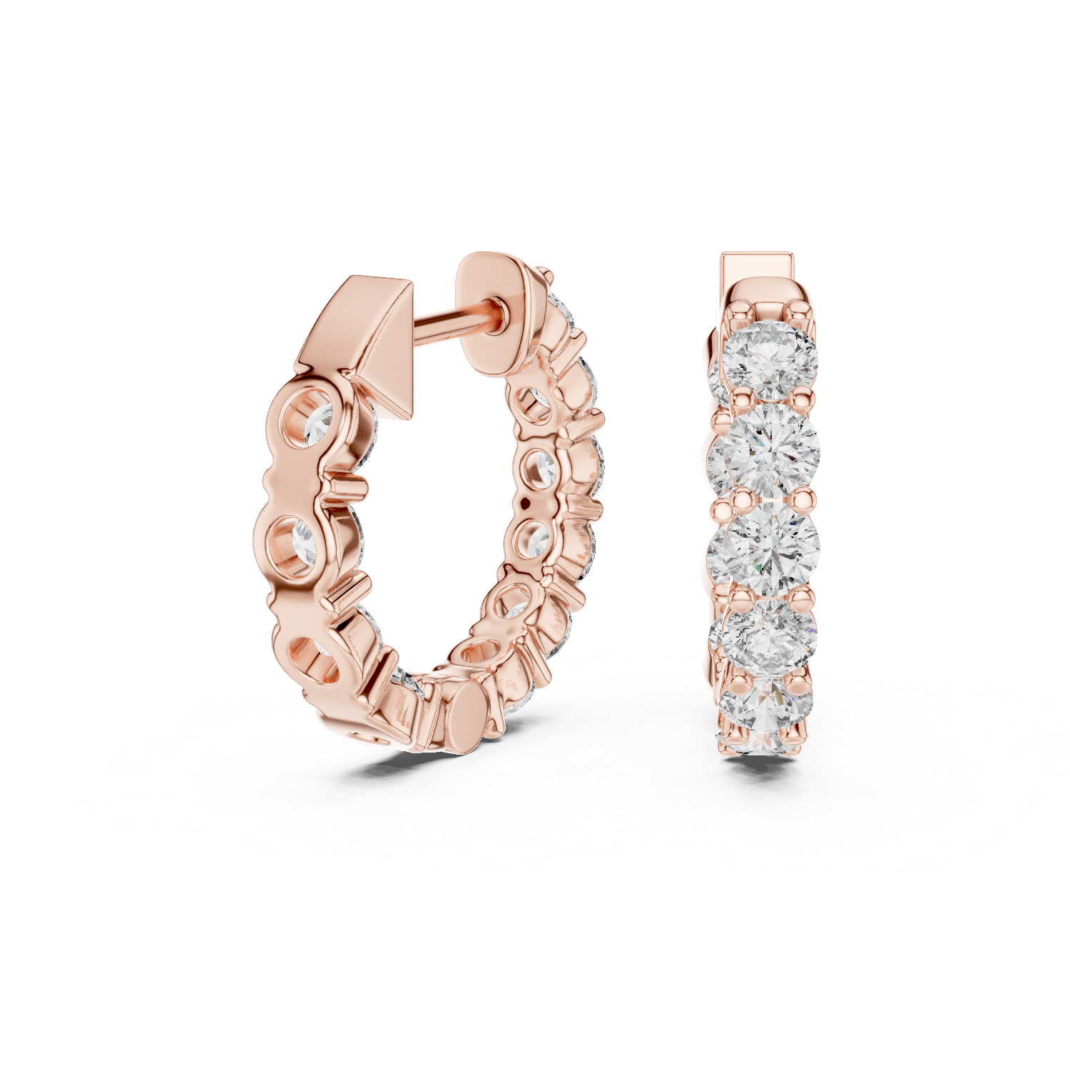 Diamond Hoop Earrings – Bold Round Cut Row Design