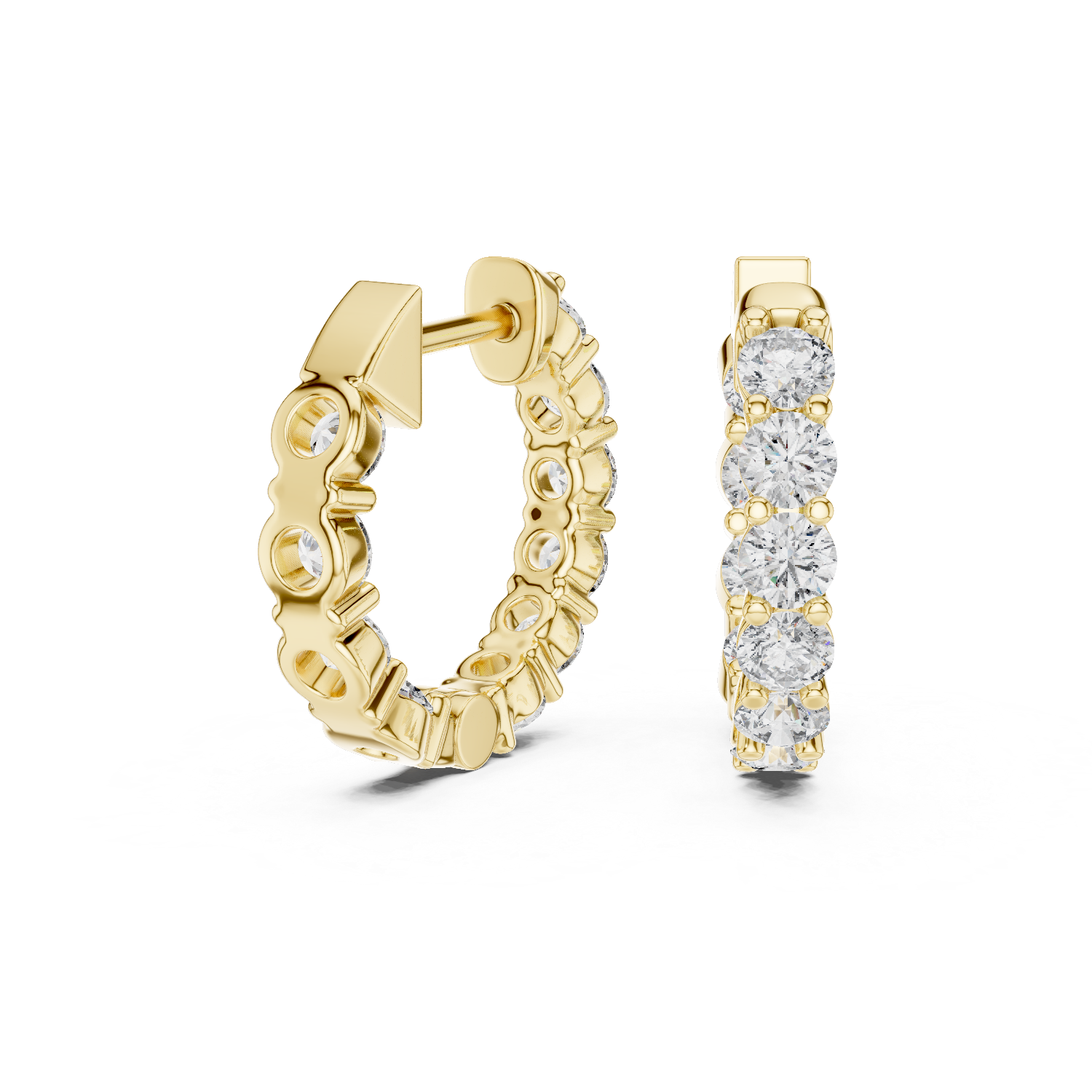 Diamond Hoop Earrings – Bold Round Cut Row Design