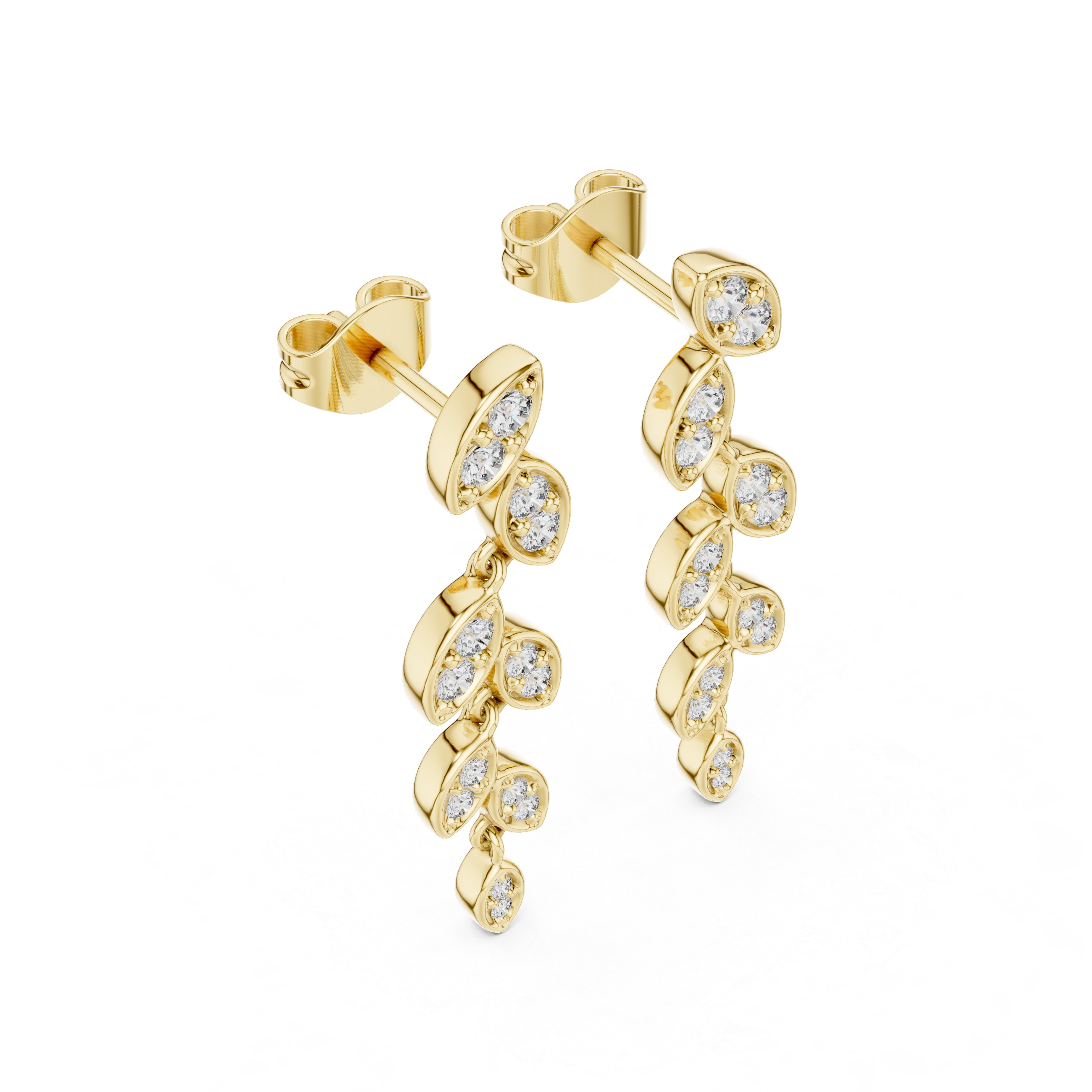Leaf Motif Diamond Drop Earrings