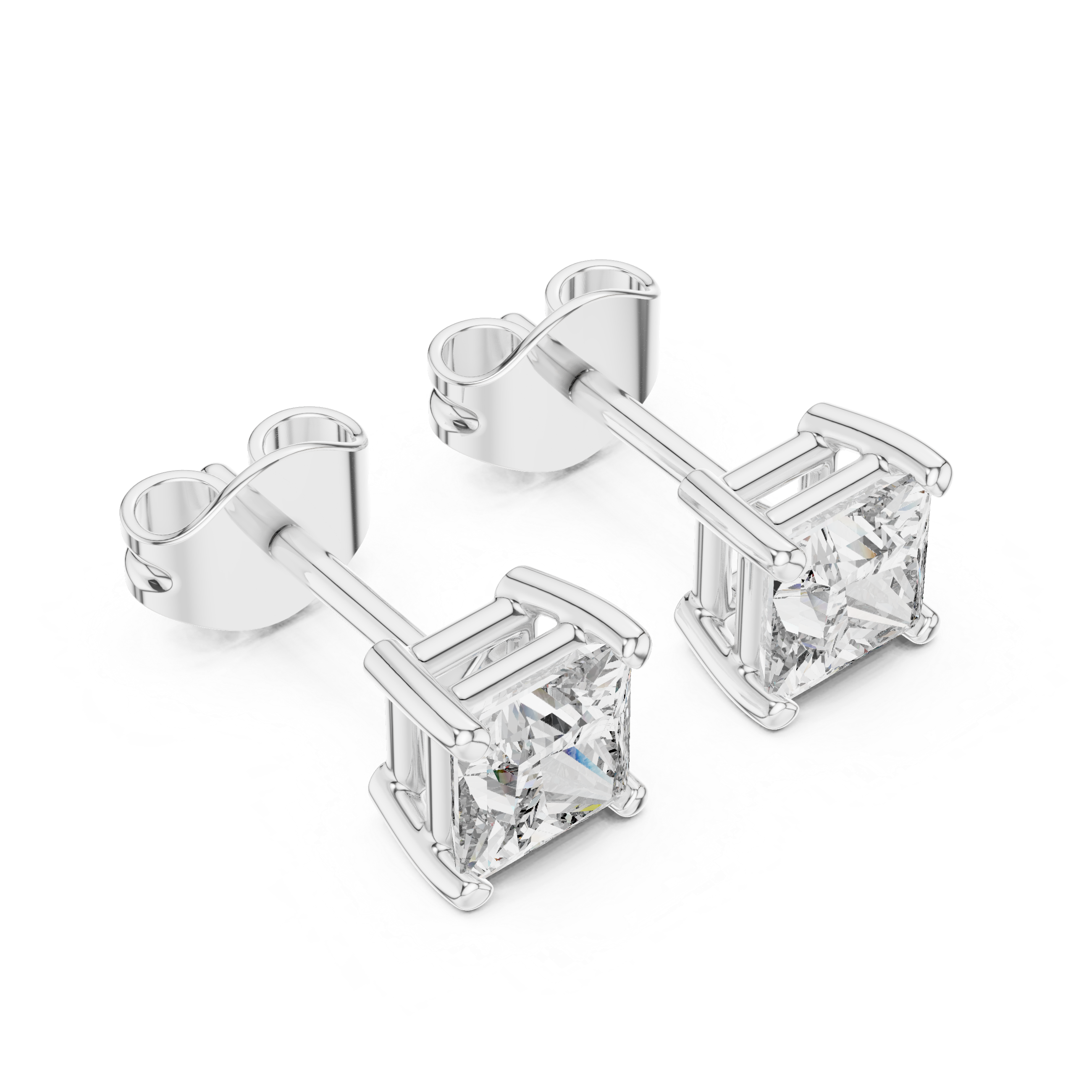 Princess Cut Diamond Stud Earrings