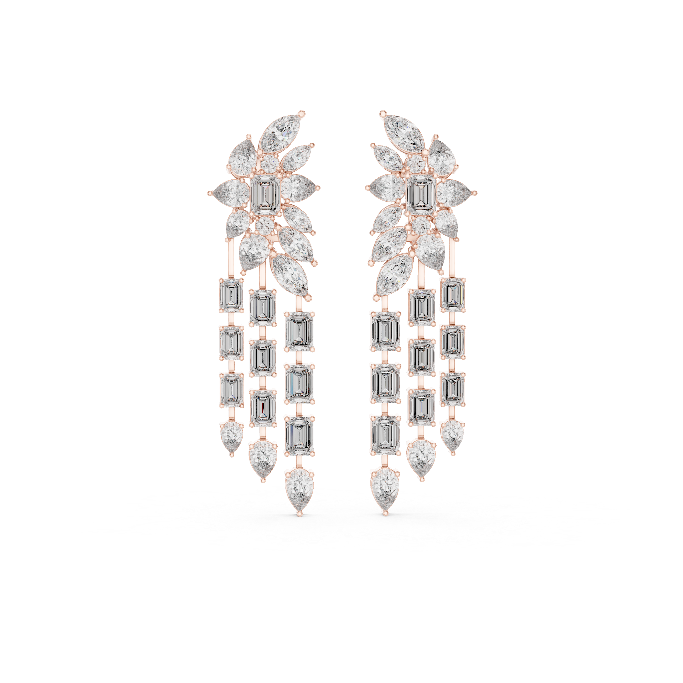 Luxury Multi-Shape Diamond Chandelier Earrings