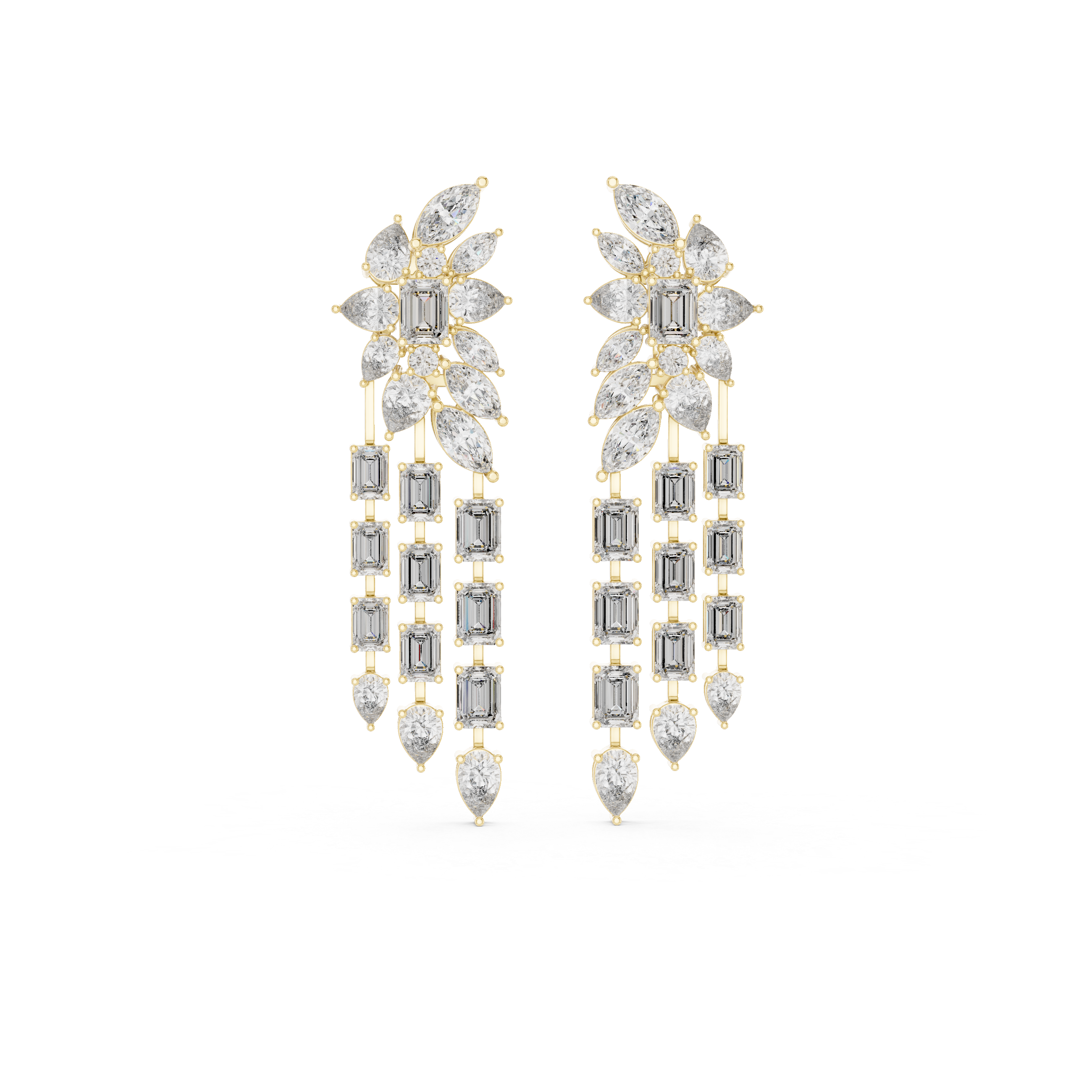 Luxury Multi-Shape Diamond Chandelier Earrings