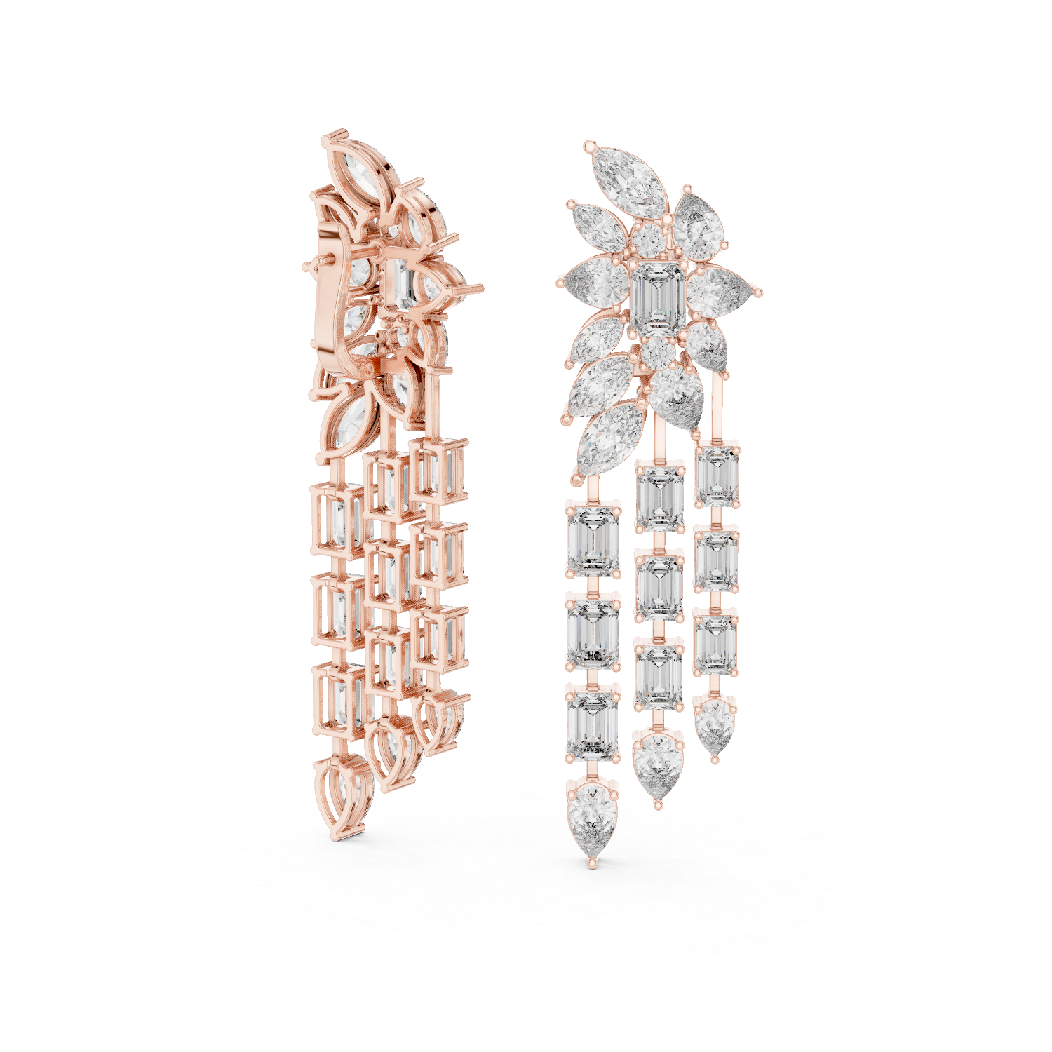 Luxury Multi-Shape Diamond Chandelier Earrings
