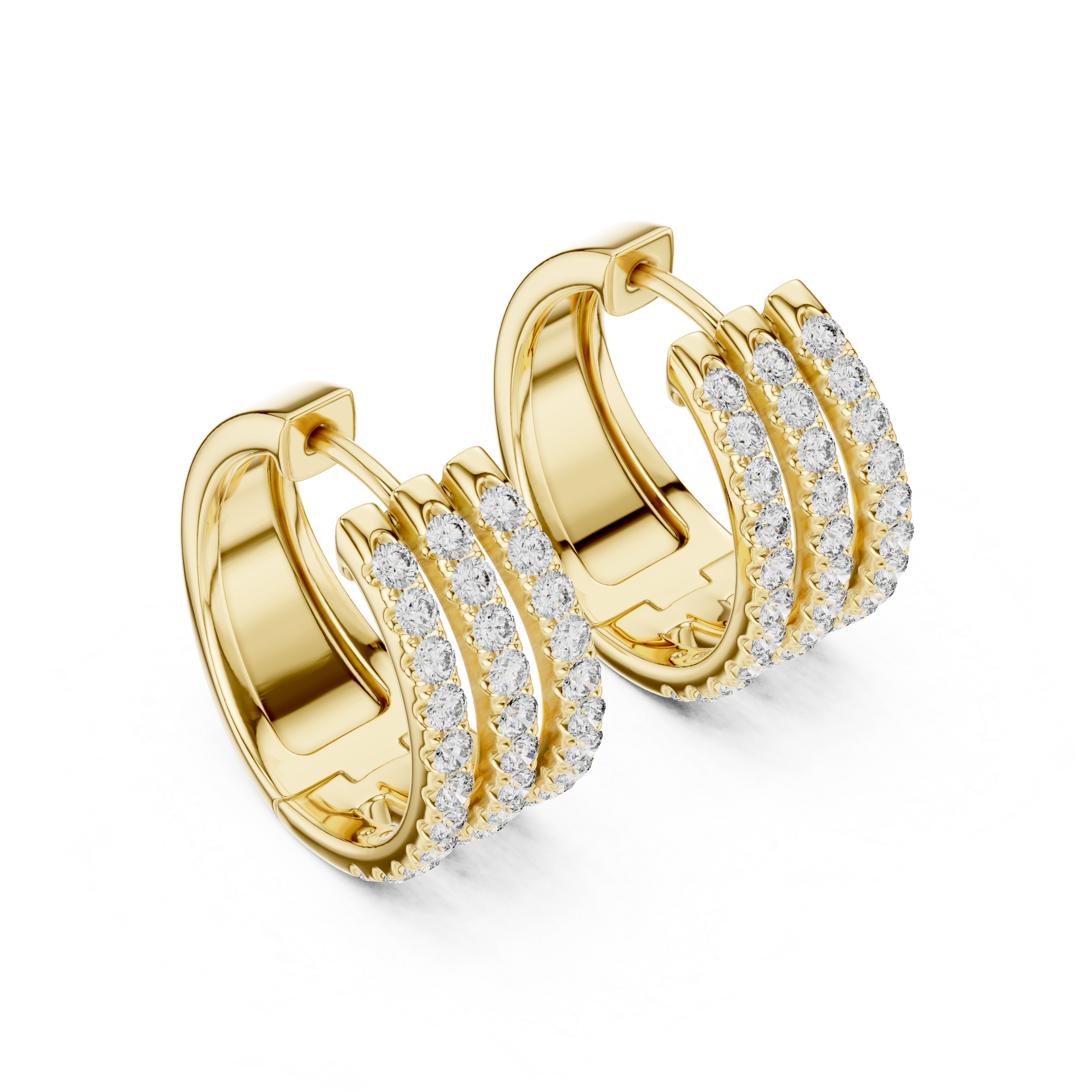 Triple Row Pavé Diamond Hoop Earrings