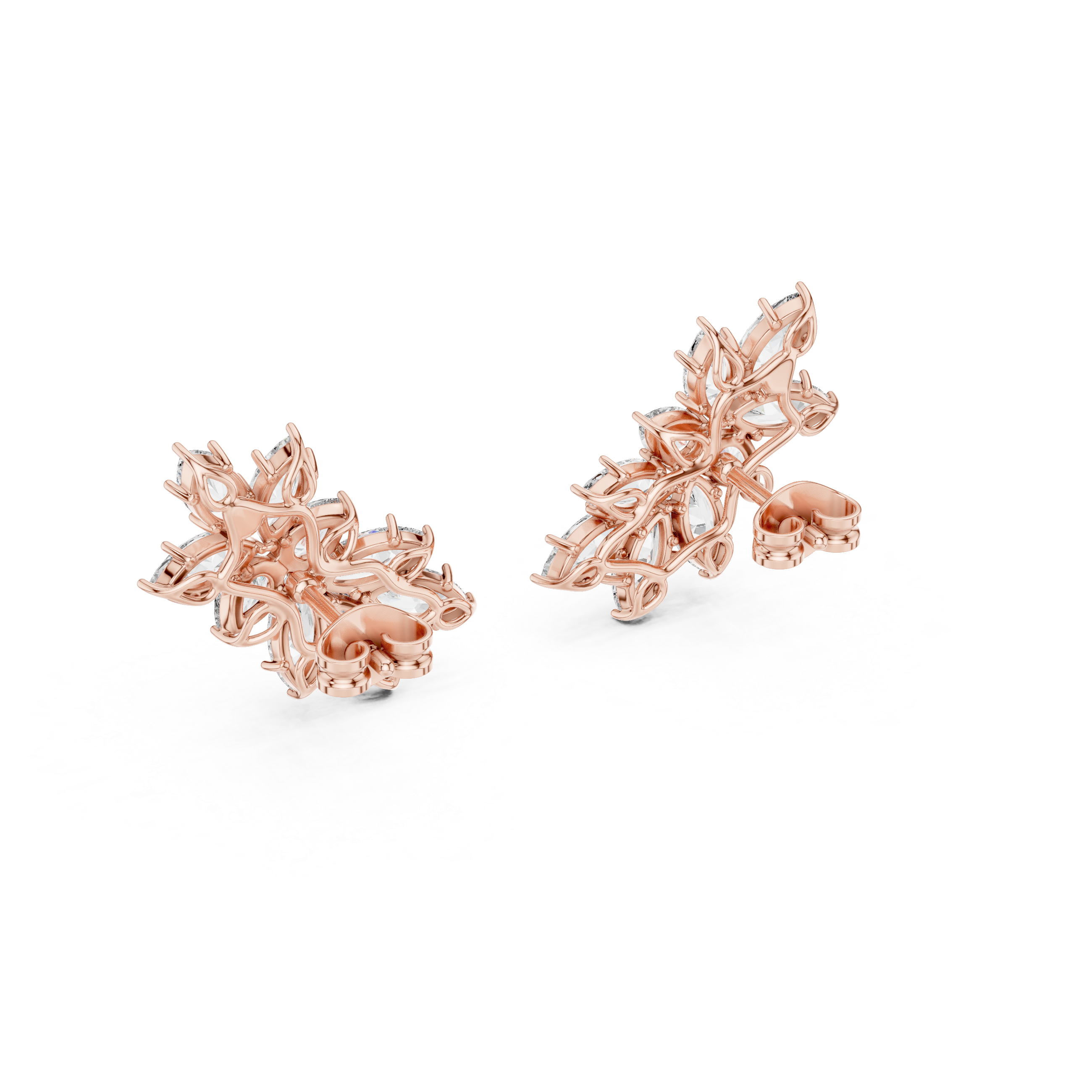 Marquise Cluster Floral Diamond Stud Earrings