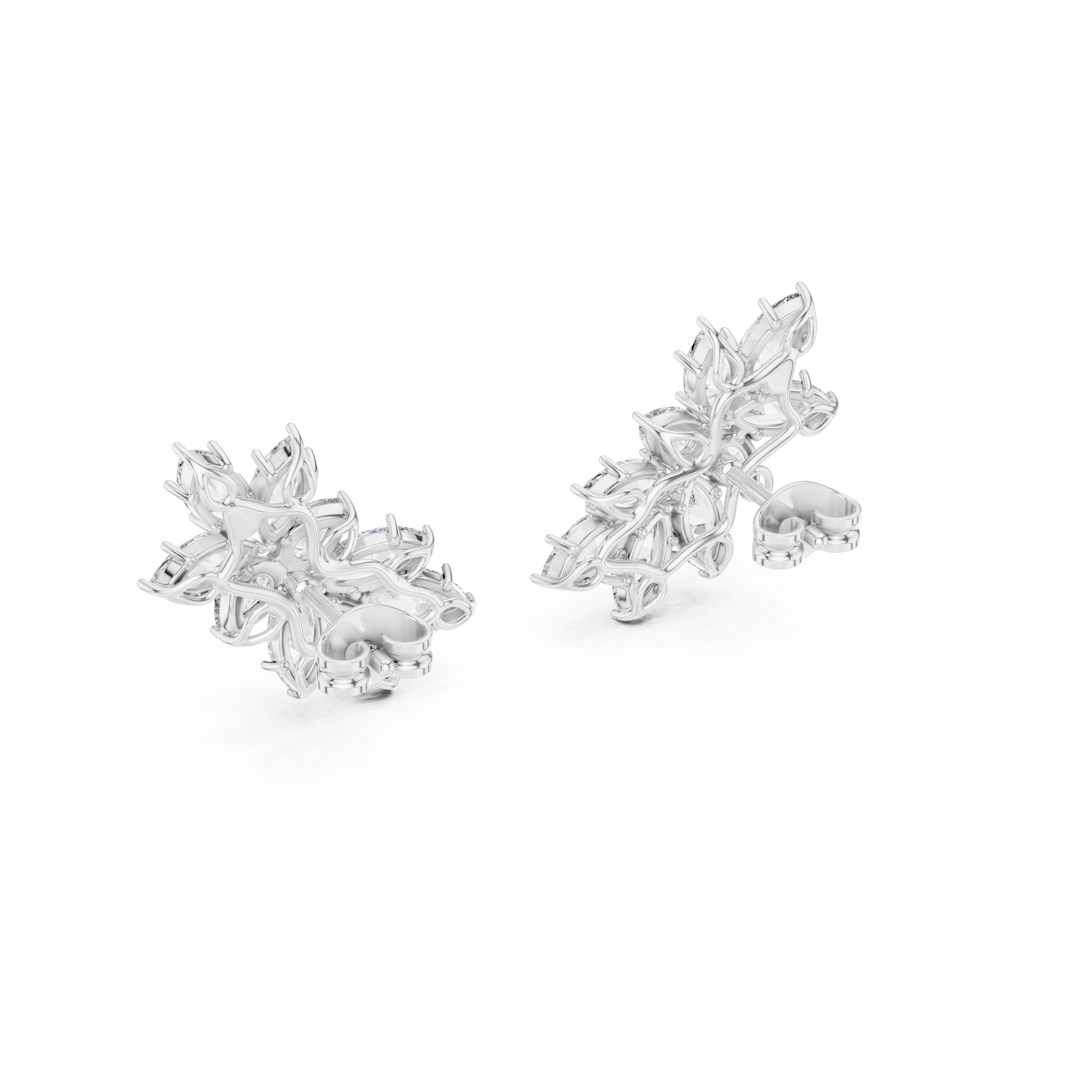 Marquise Cluster Floral Diamond Stud Earrings
