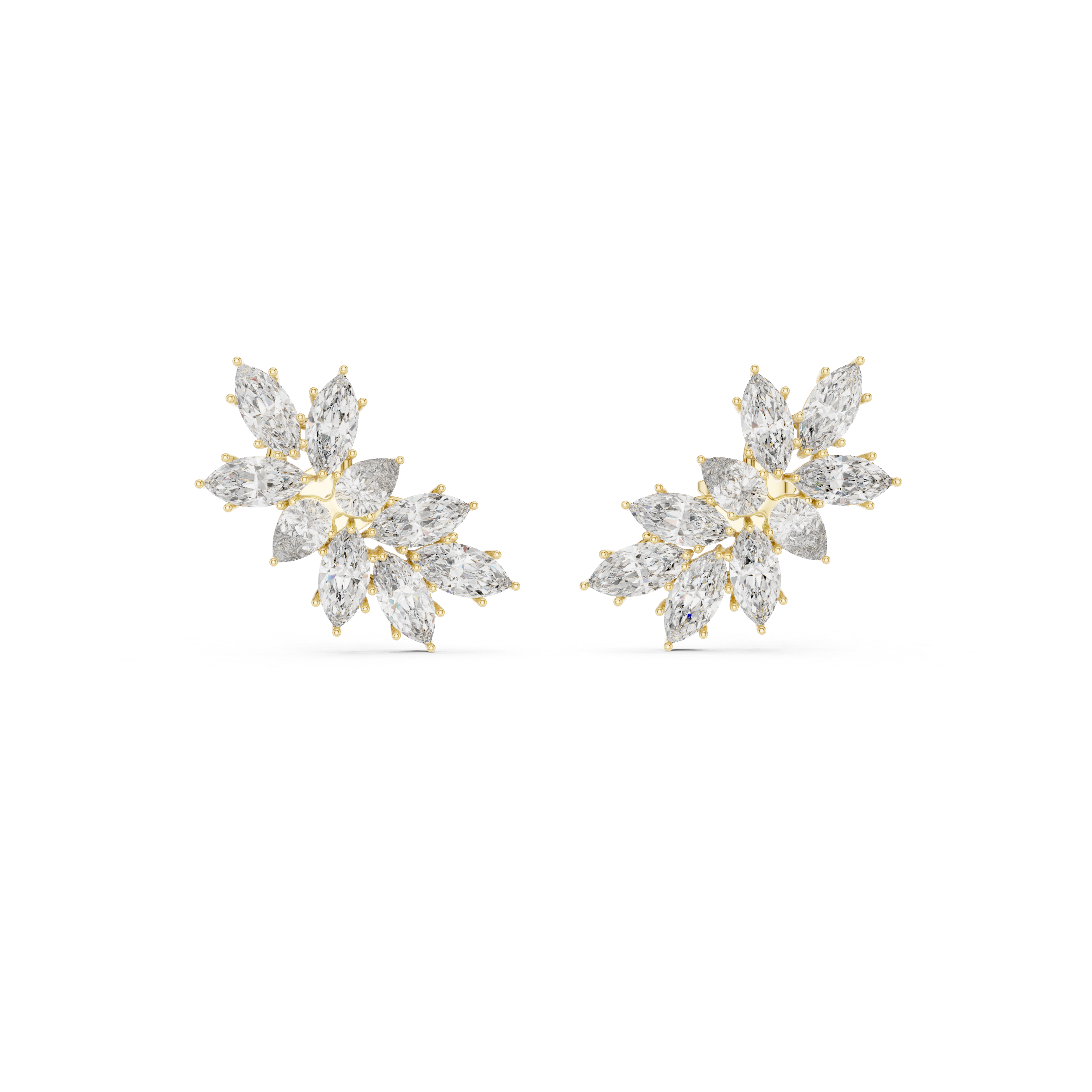 Marquise Cluster Floral Diamond Stud Earrings