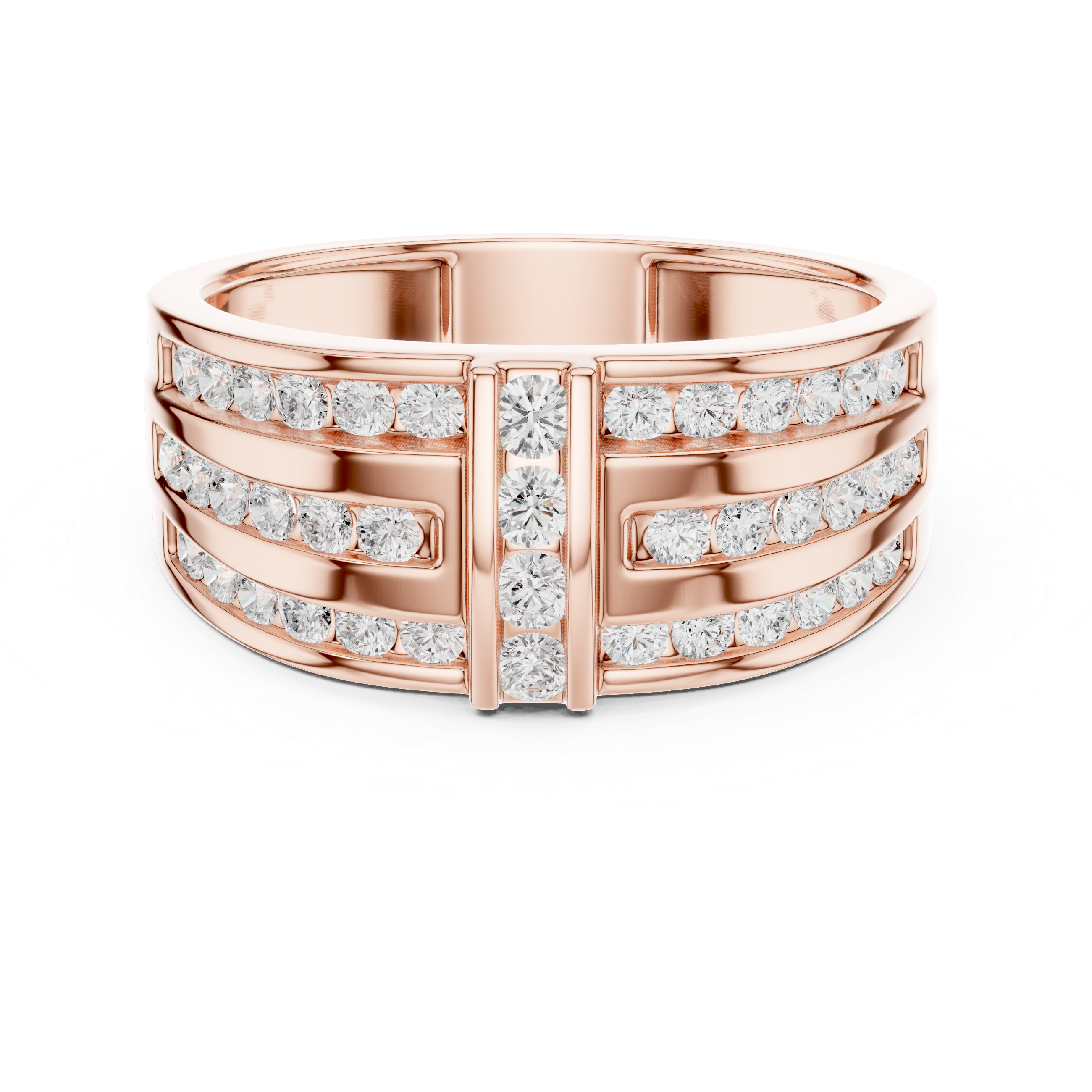 Multi-Row Diamond Band Ring – Contemporary Wide Statement Ring for Women