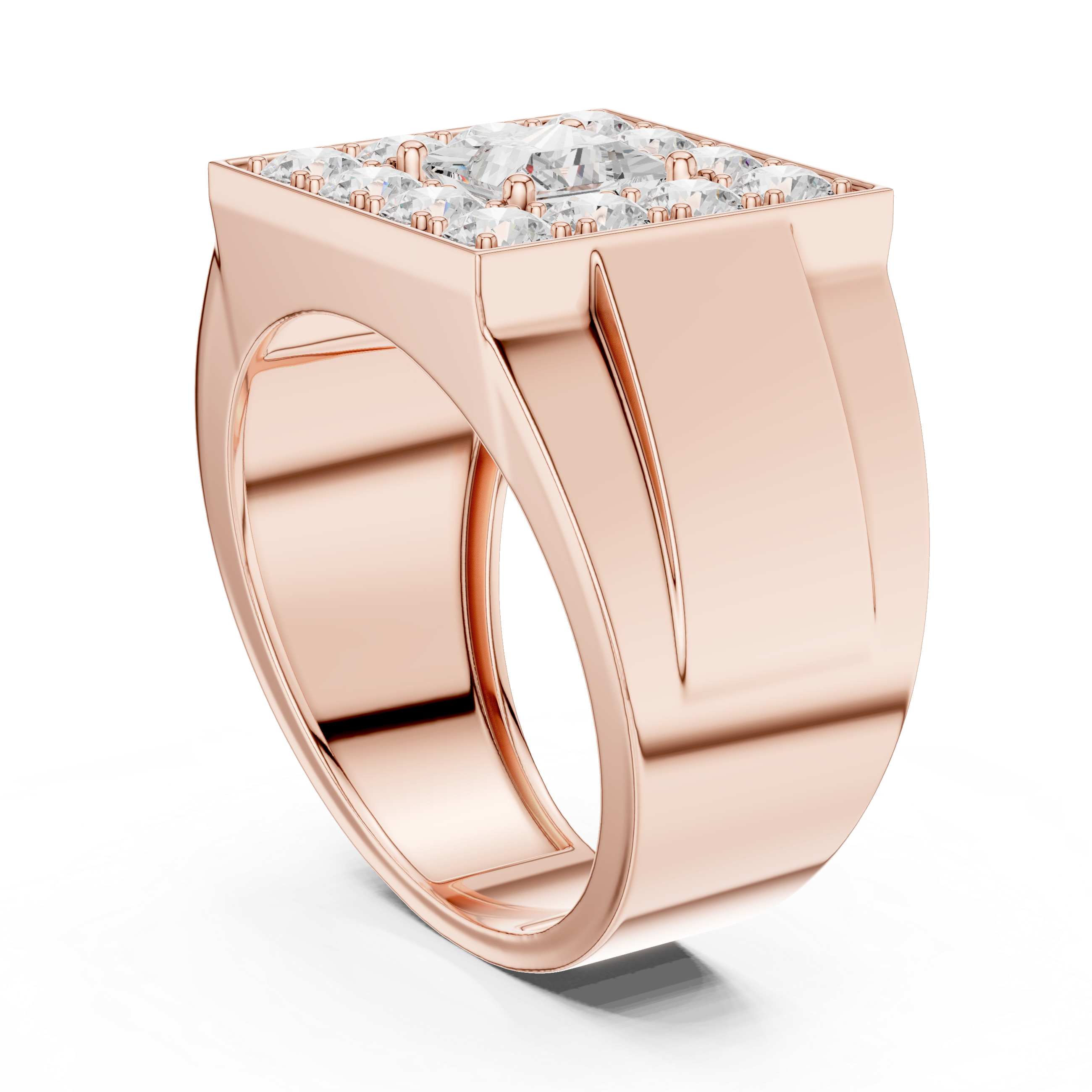 Princess Cut Halo Diamond Signet Ring – Bold Men's Luxury Statement Ring