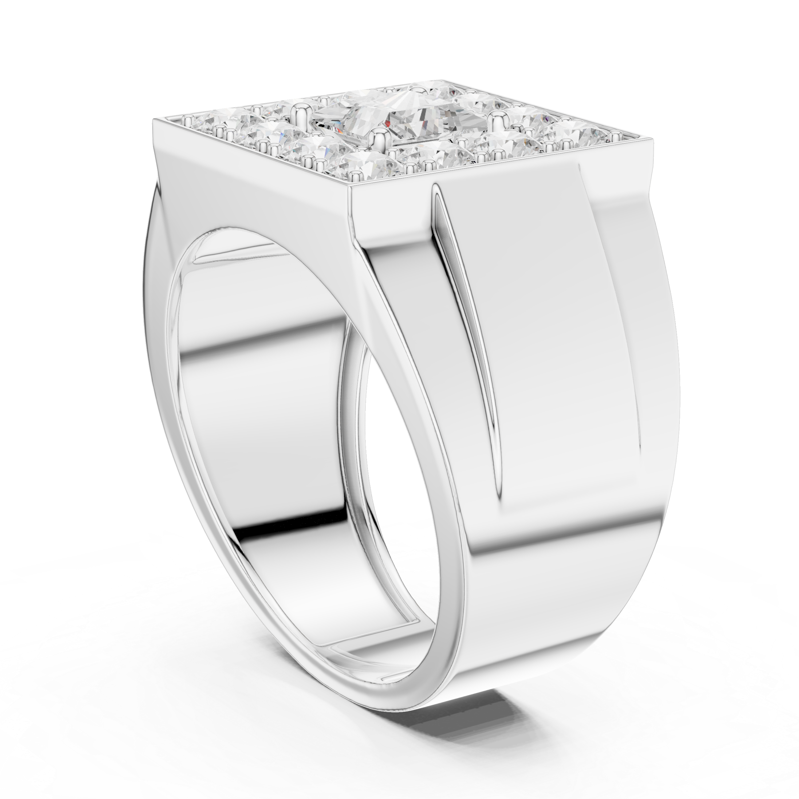 Princess Cut Halo Diamond Signet Ring – Bold Men's Luxury Statement Ring