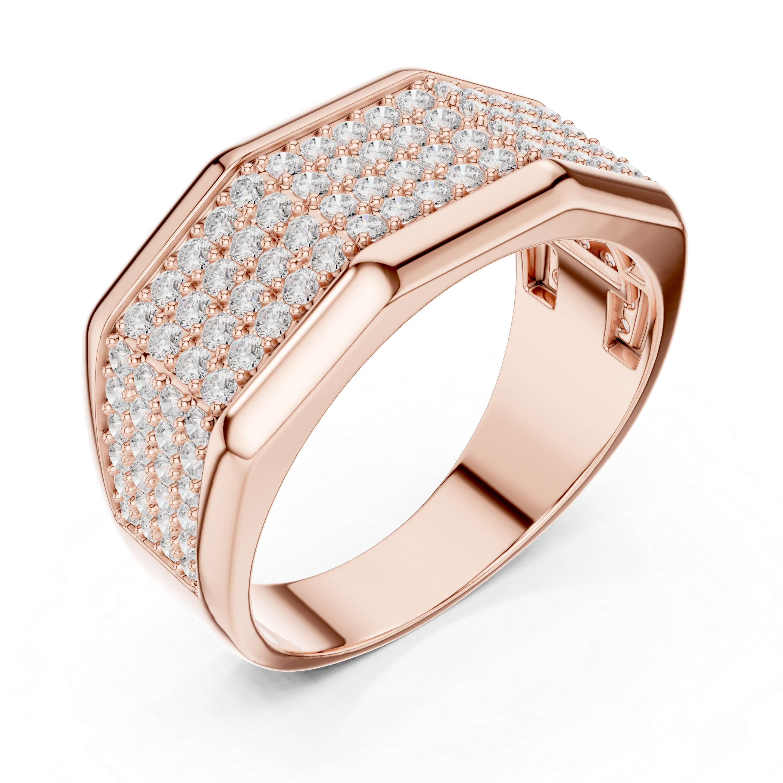 Men’s Multi-Row Diamond Statement Ring – Pave Set Luxury Signet Ring
